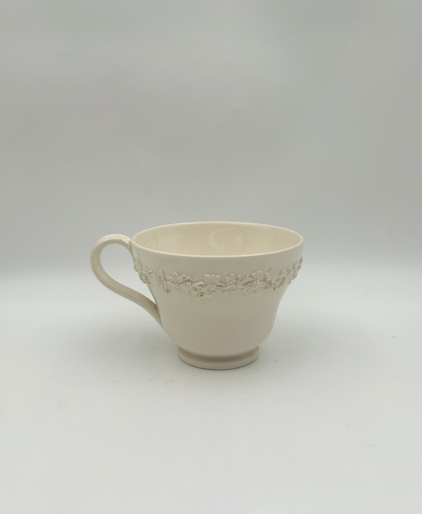 Wedgwood Embossed Queensware Cup & Saucer – White – England