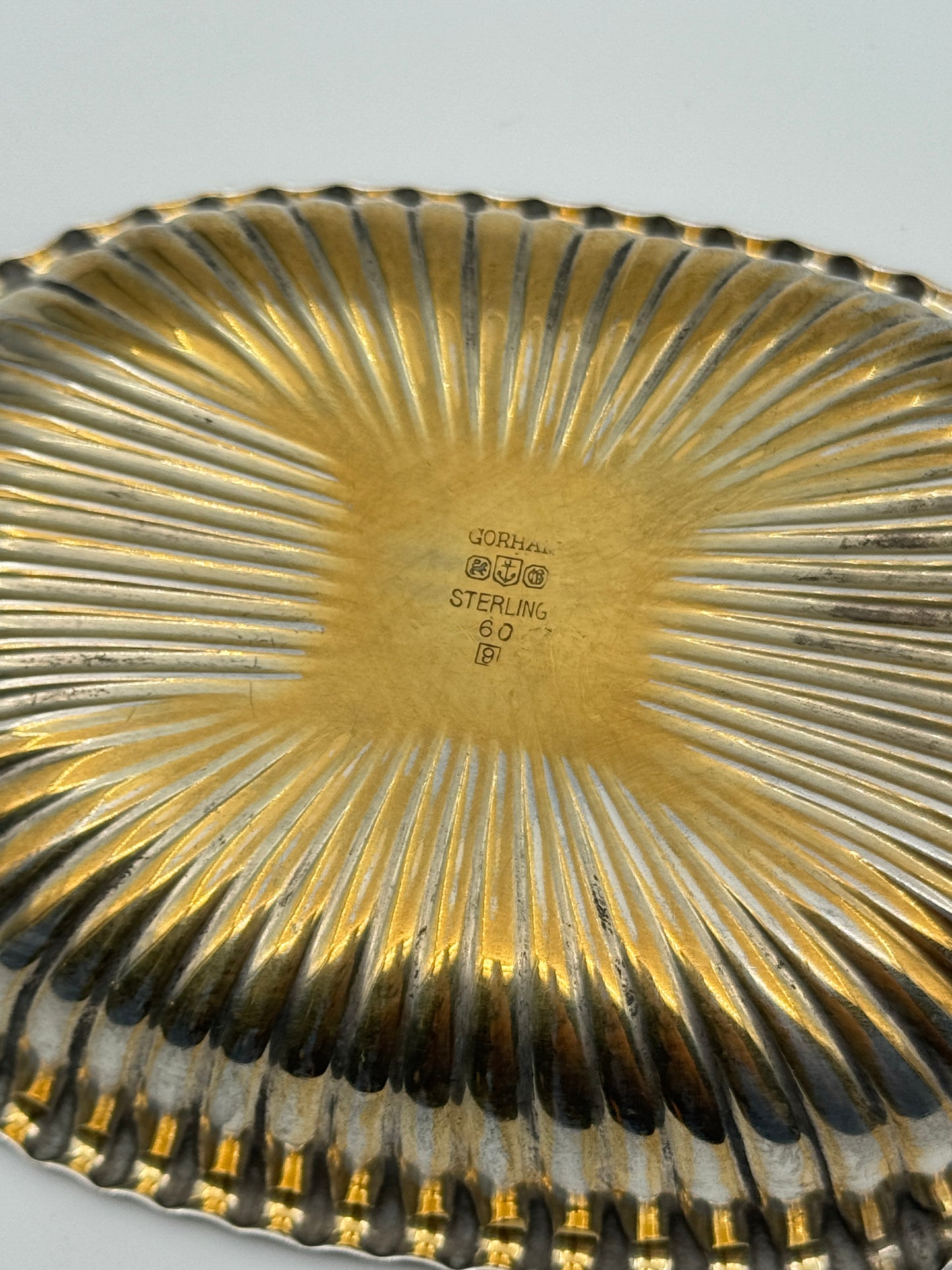 Gorham Sterling Silver Ribbed Vanity/Card Tray