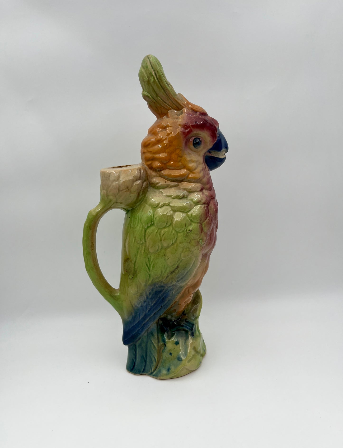 French Majolica Parrot Vase – St. Clément