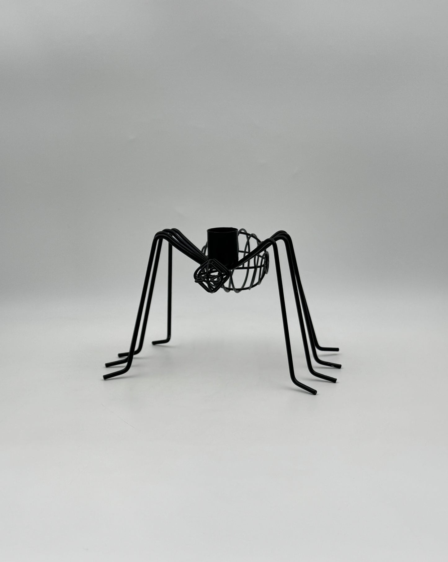 Pair of Black Metal Spider Candleholders