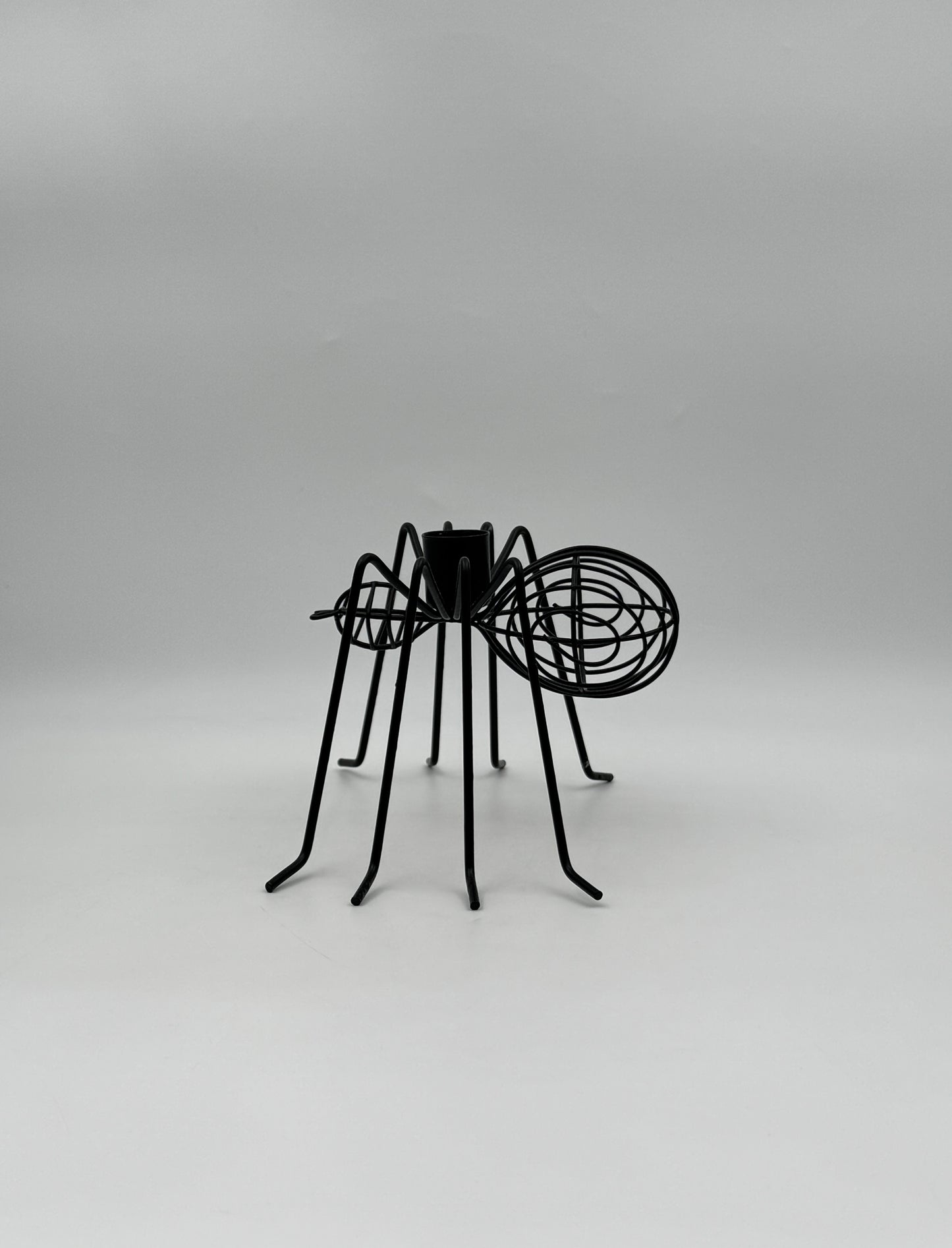 Pair of Black Metal Spider Candleholders