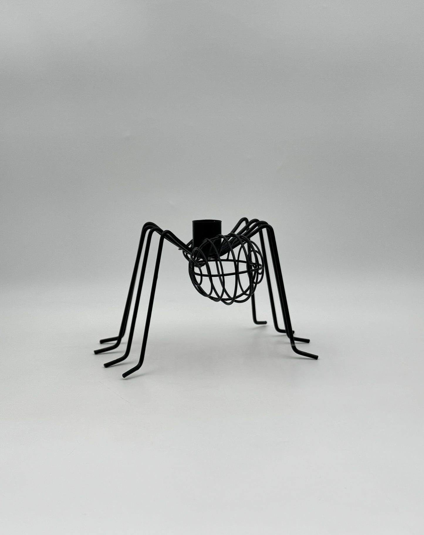 Pair of Black Metal Spider Candleholders