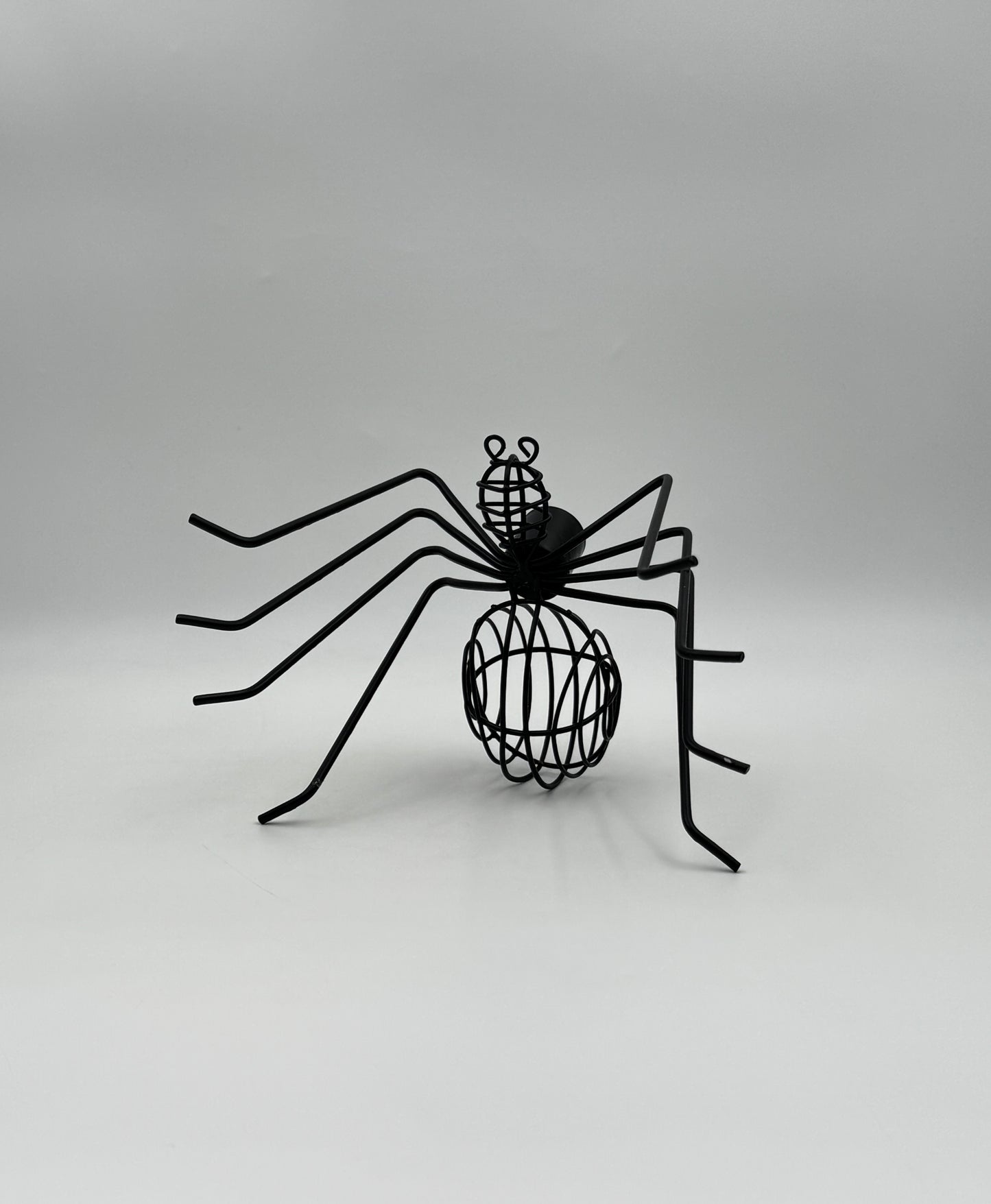Pair of Black Metal Spider Candleholders