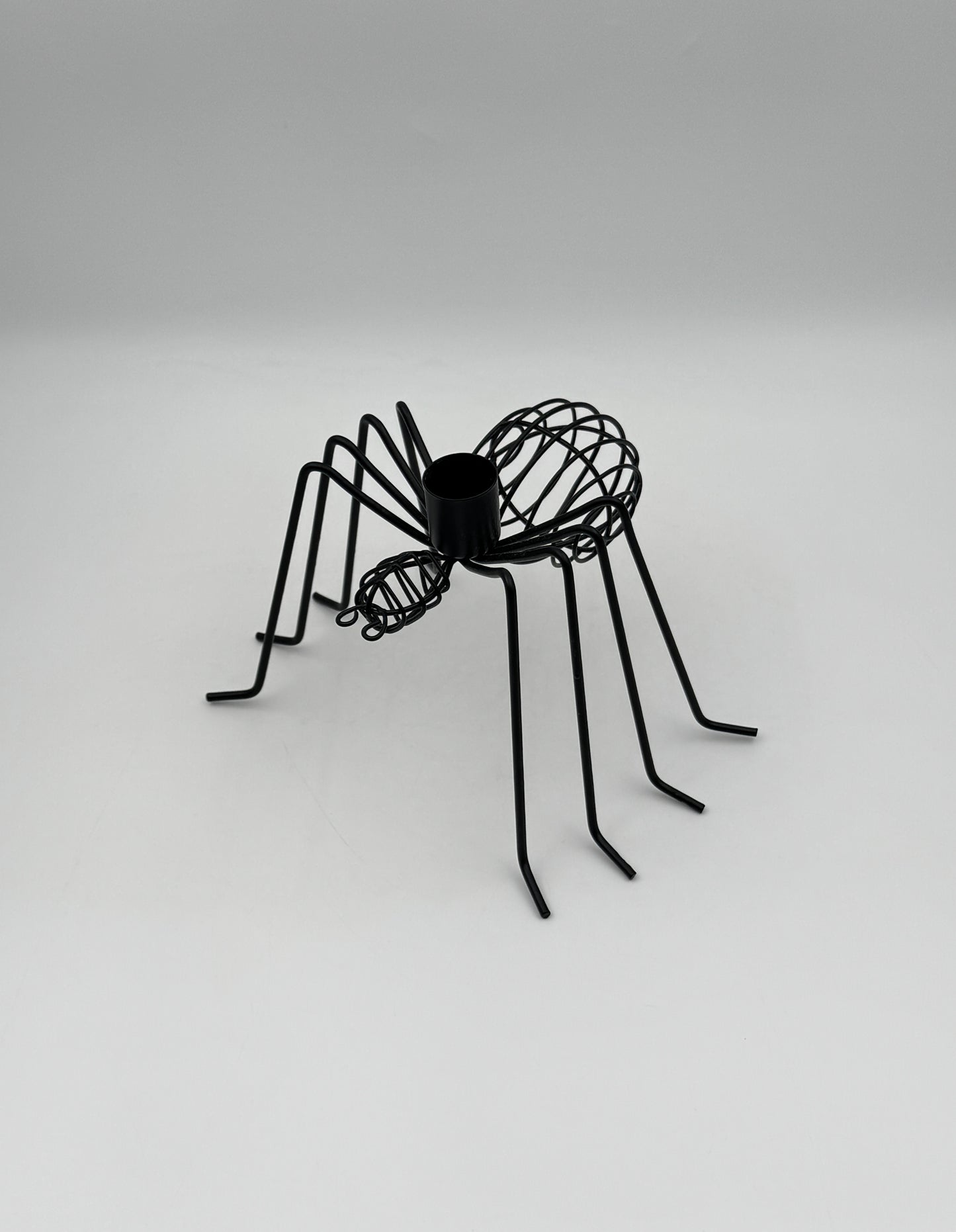 Pair of Black Metal Spider Candleholders