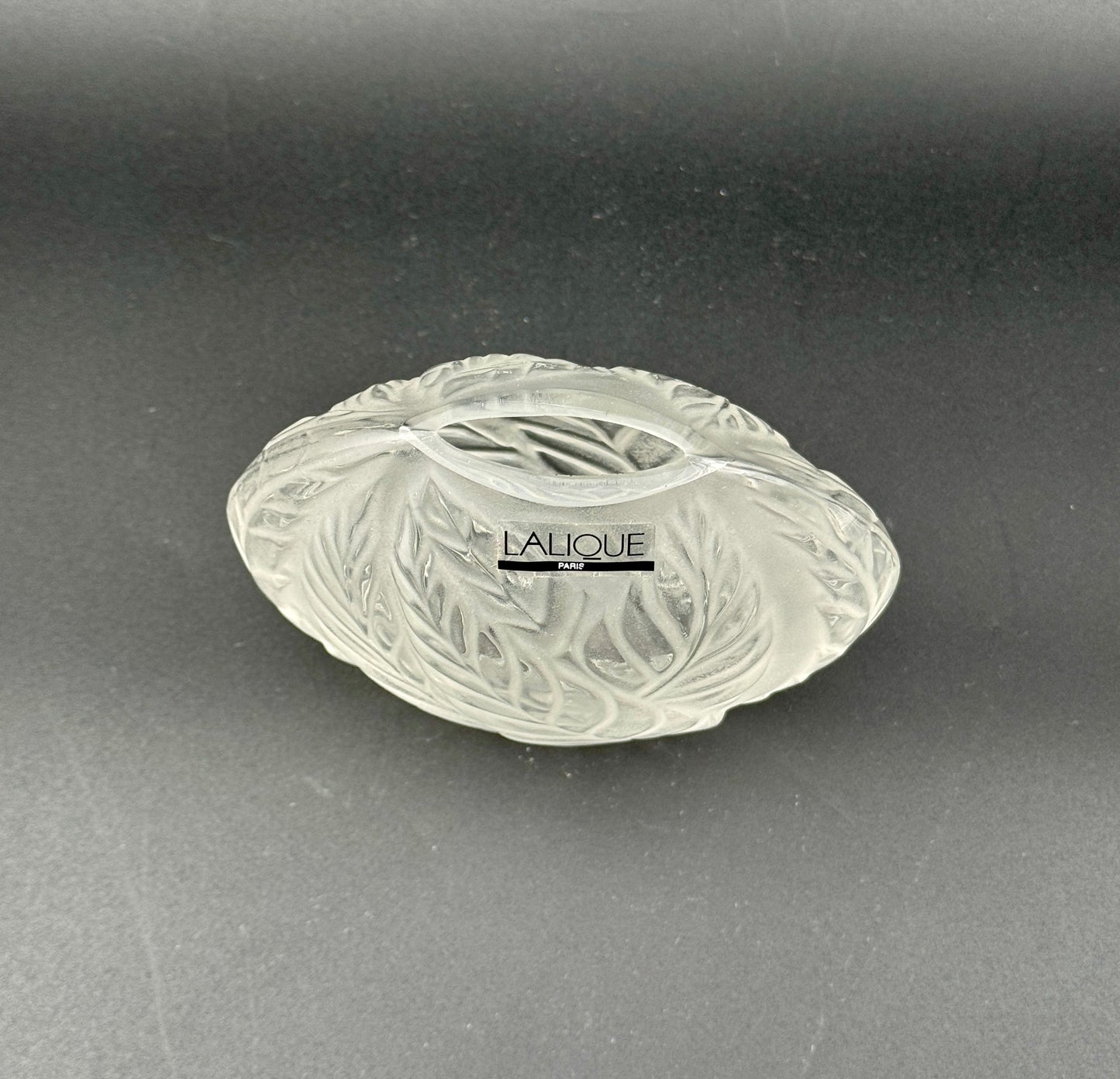Lalique “Feuilles” Frosted Crystal Vase – 4.5" – France c. 1985