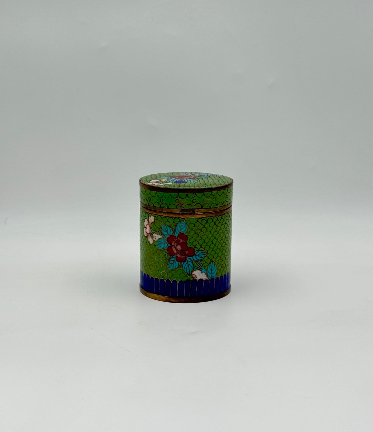 Cloisonné Jar with Lid – Green Floral Design