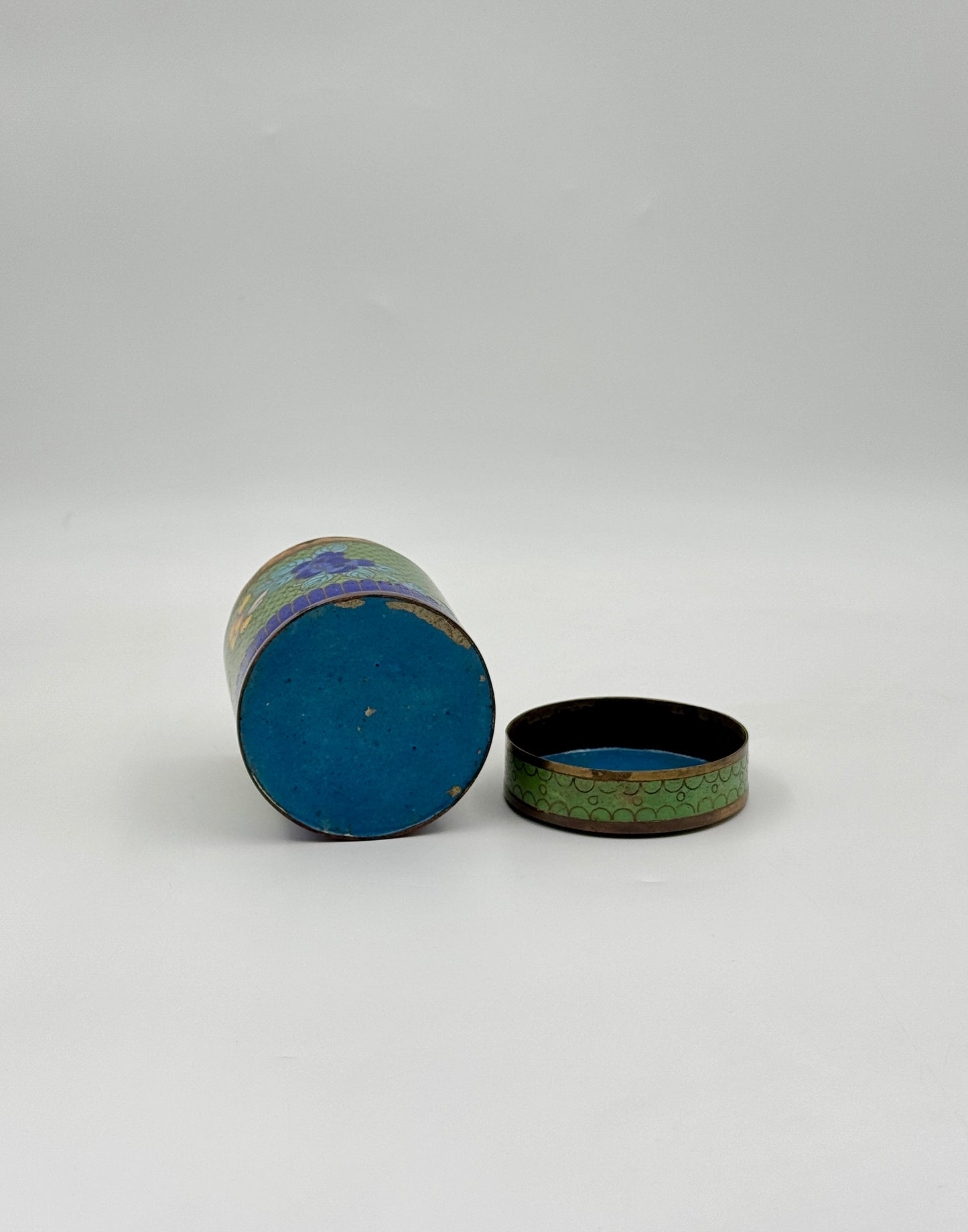 Cloisonné Jar with Lid – Green Floral Design