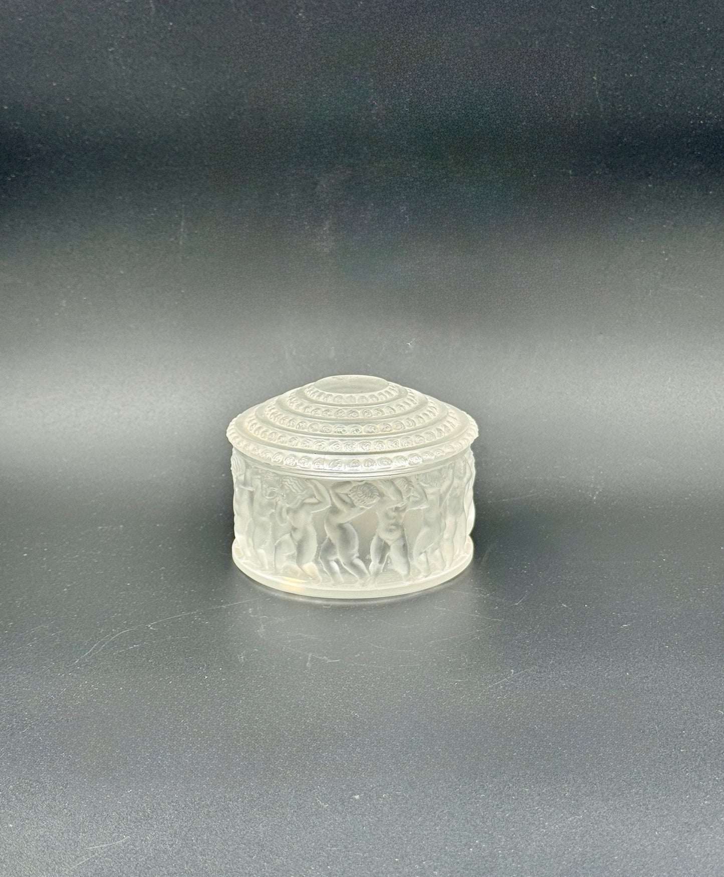 Lalique "Les Enfants" Frosted Crystal Powder Box – France