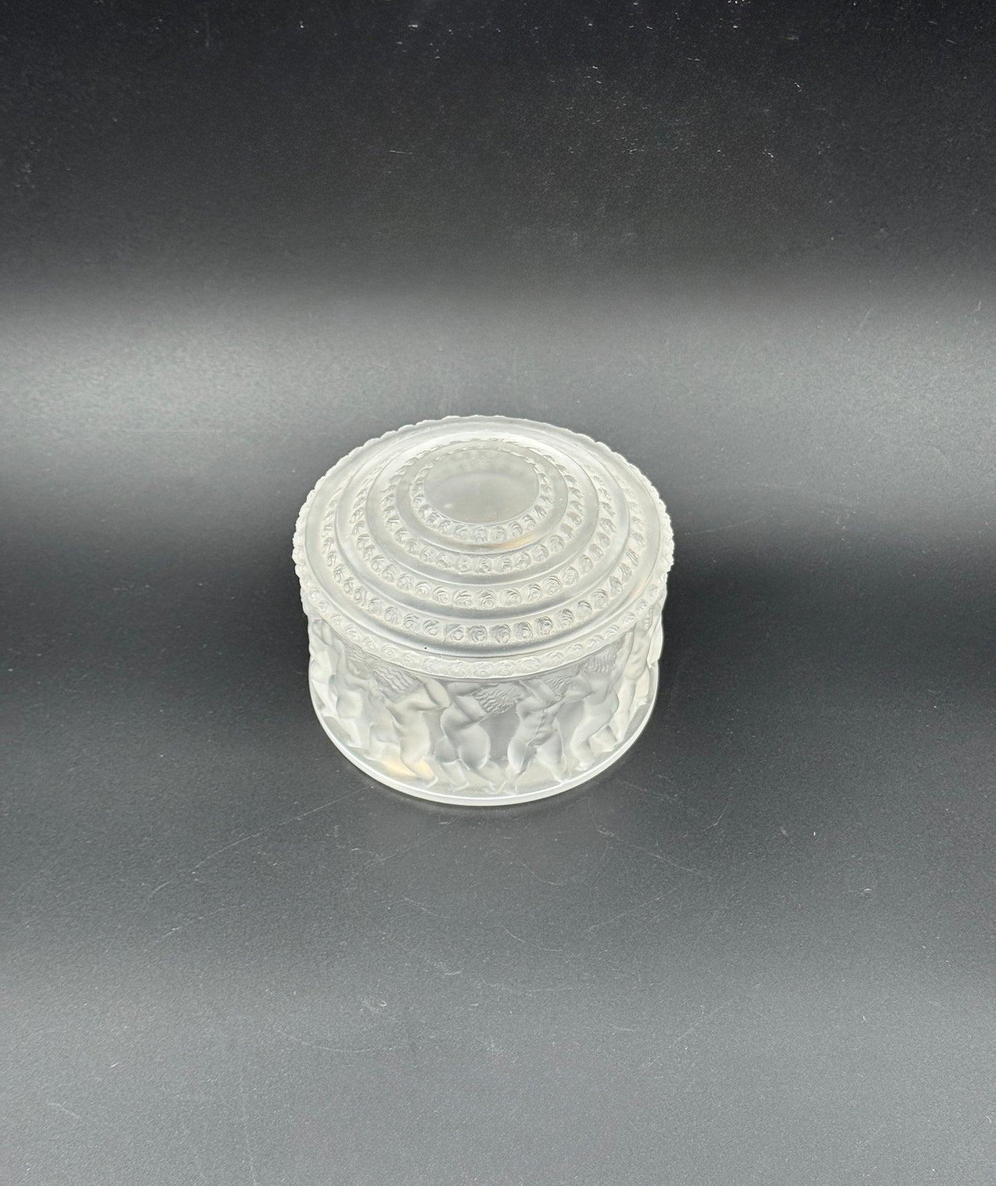 Lalique "Les Enfants" Frosted Crystal Powder Box – France