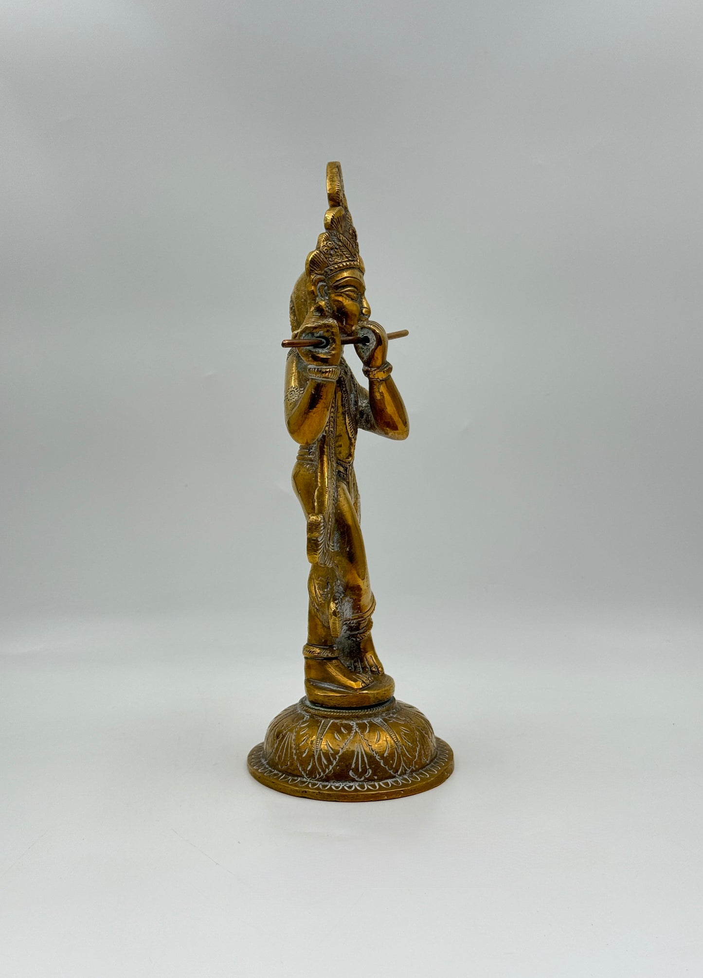 Lord Krishna Brass Figurine – Flute Playing Statue