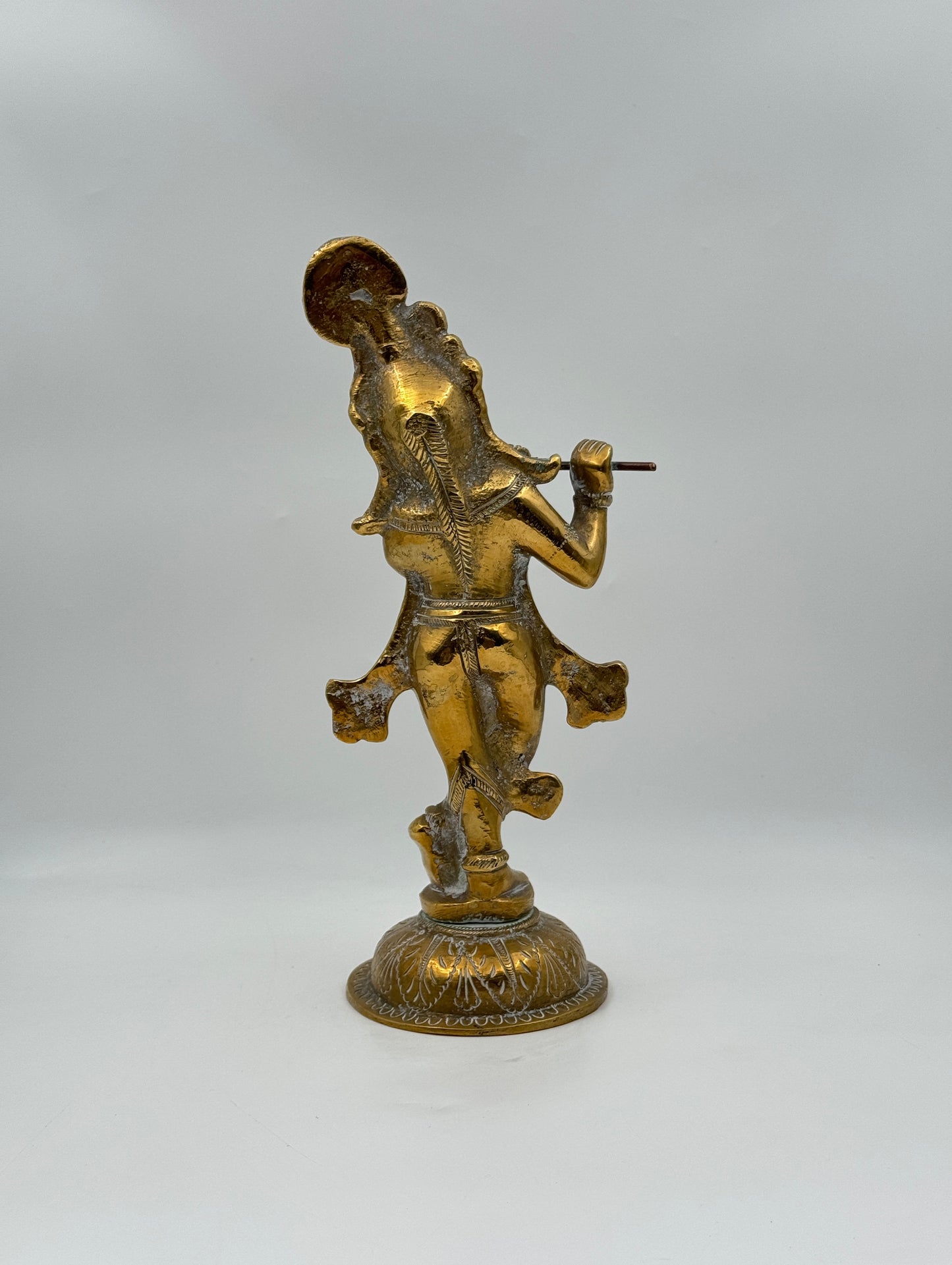 Lord Krishna Brass Figurine – Flute Playing Statue