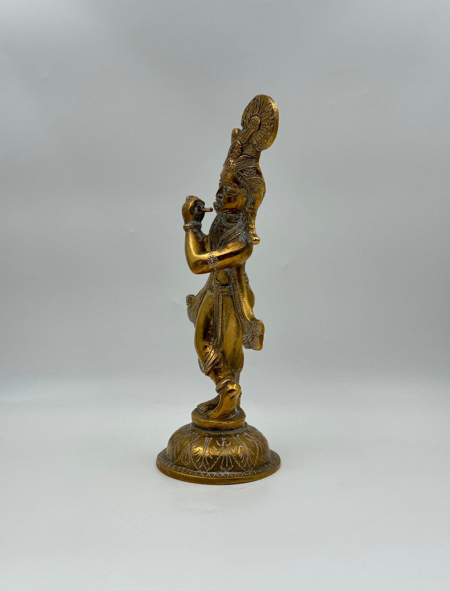 Lord Krishna Brass Figurine – Flute Playing Statue