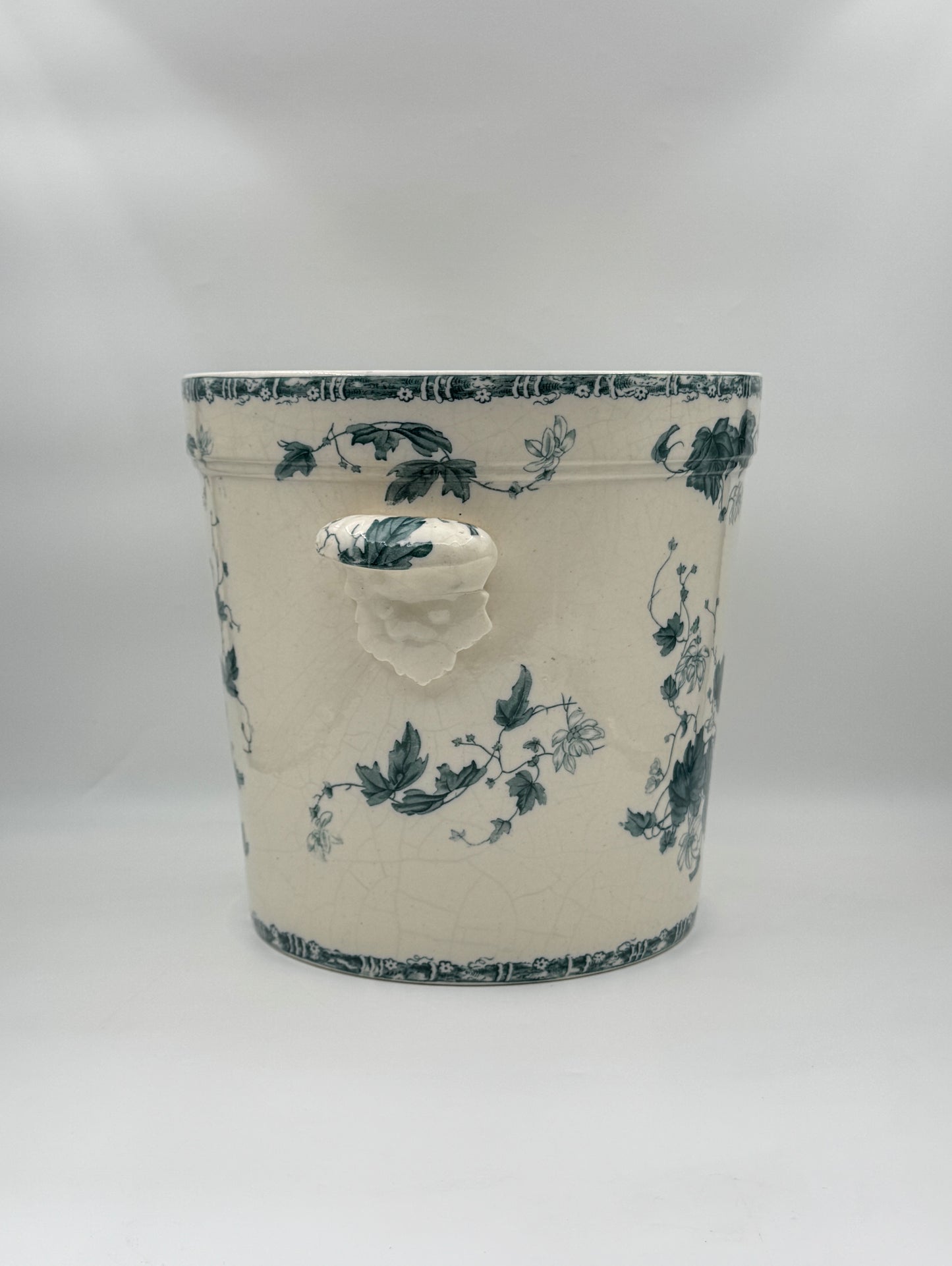 Wedgwood Cachepot – Teal Blue & White “Woodbine” Pattern, c.1900