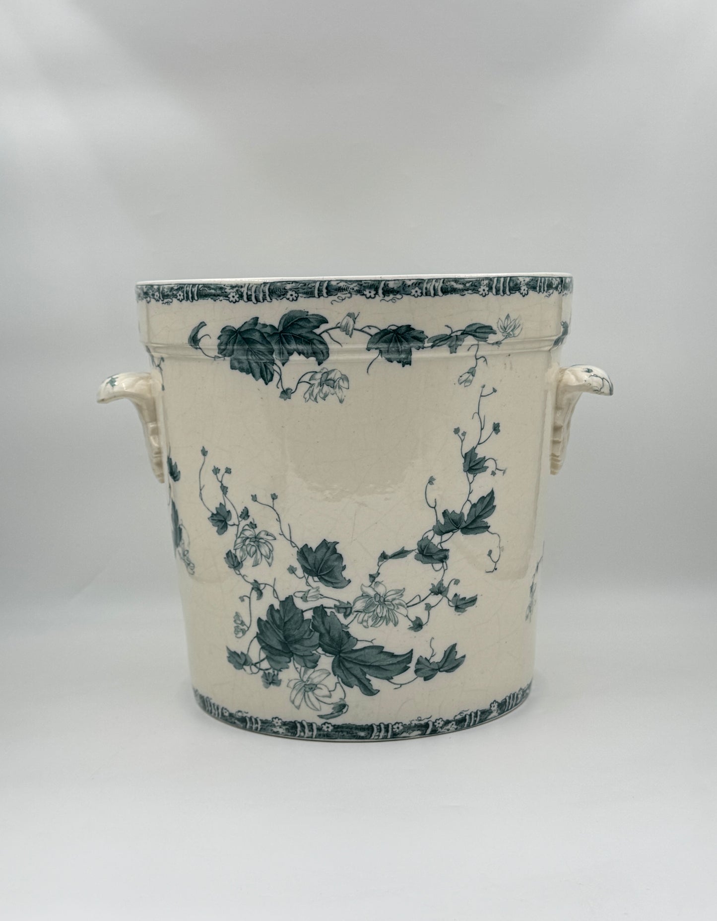 Wedgwood Cachepot – Teal Blue & White “Woodbine” Pattern, c.1900