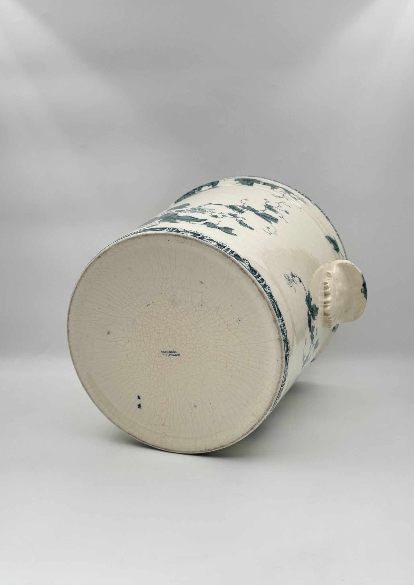 Wedgwood Cachepot – Teal Blue & White “Woodbine” Pattern, c.1900