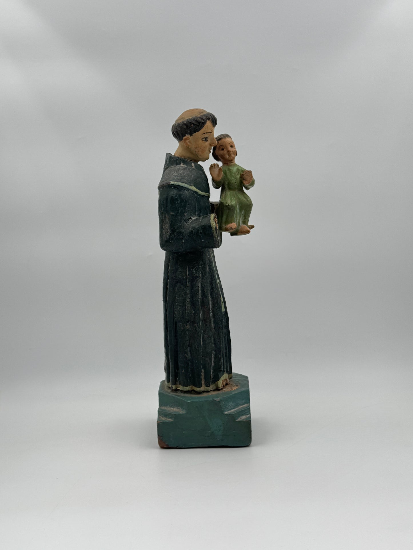 Carved Santos – St. Anthony with Baby Christ on Bible, Latin American c.1900