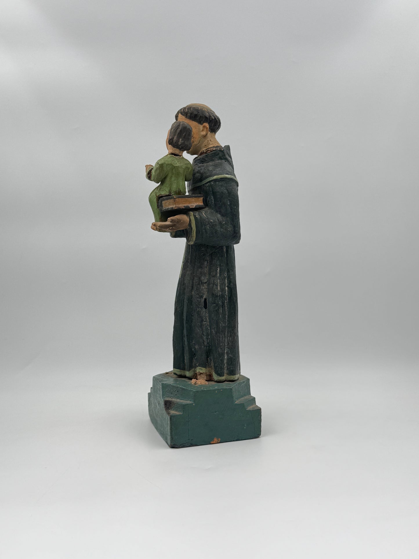 Carved Santos – St. Anthony with Baby Christ on Bible, Latin American c.1900