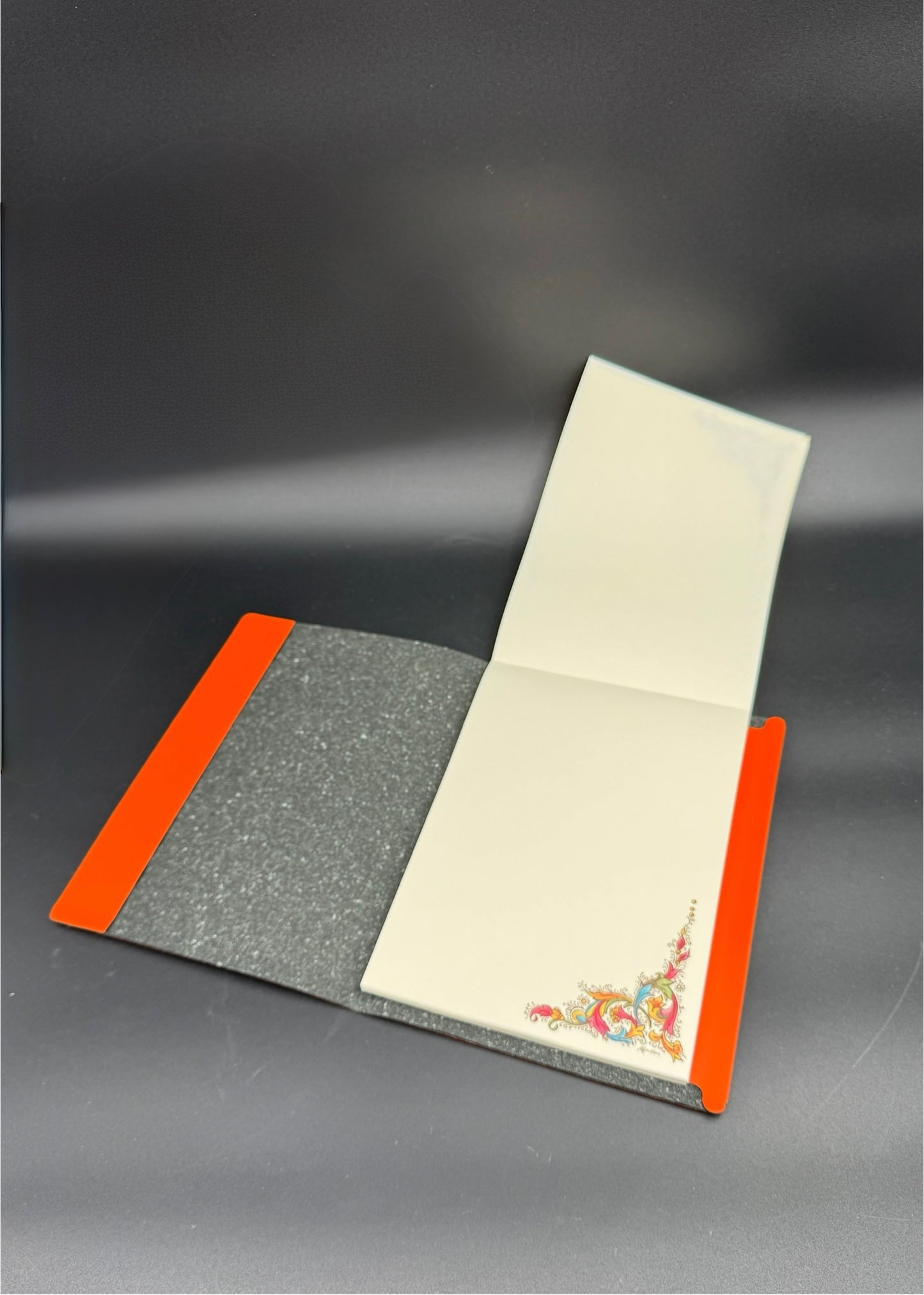 Florentia Italian Notepad Folder – Orange Cover with Decorative Marbled Spine