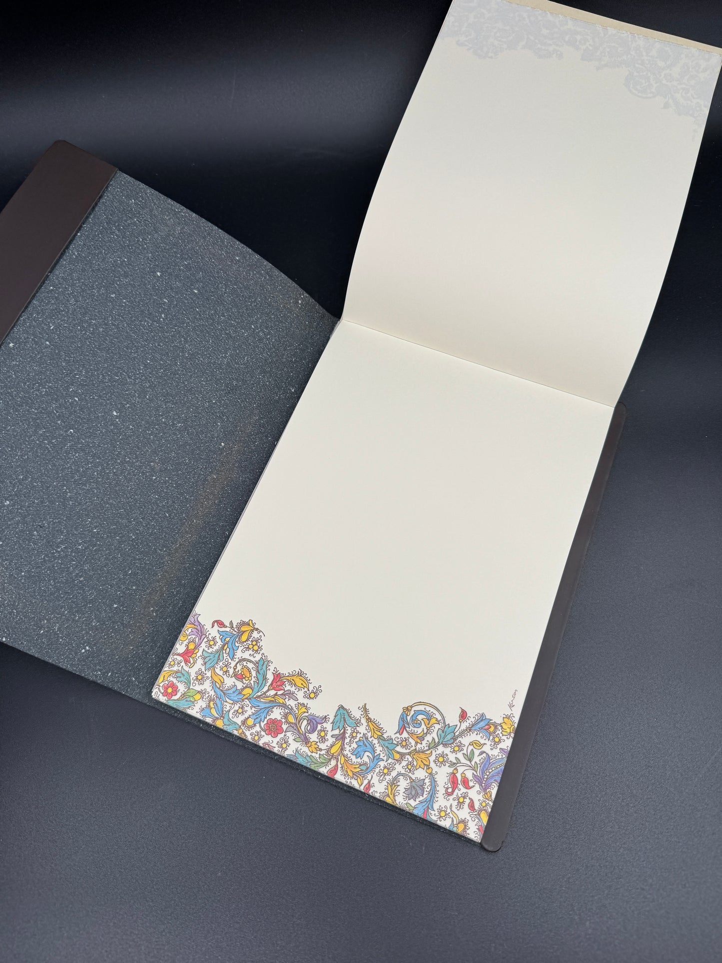 San Lorenzo Italian Notepad Folder – Brown Cover with Decorative Marbled Trim – Eco-Friendly Design
