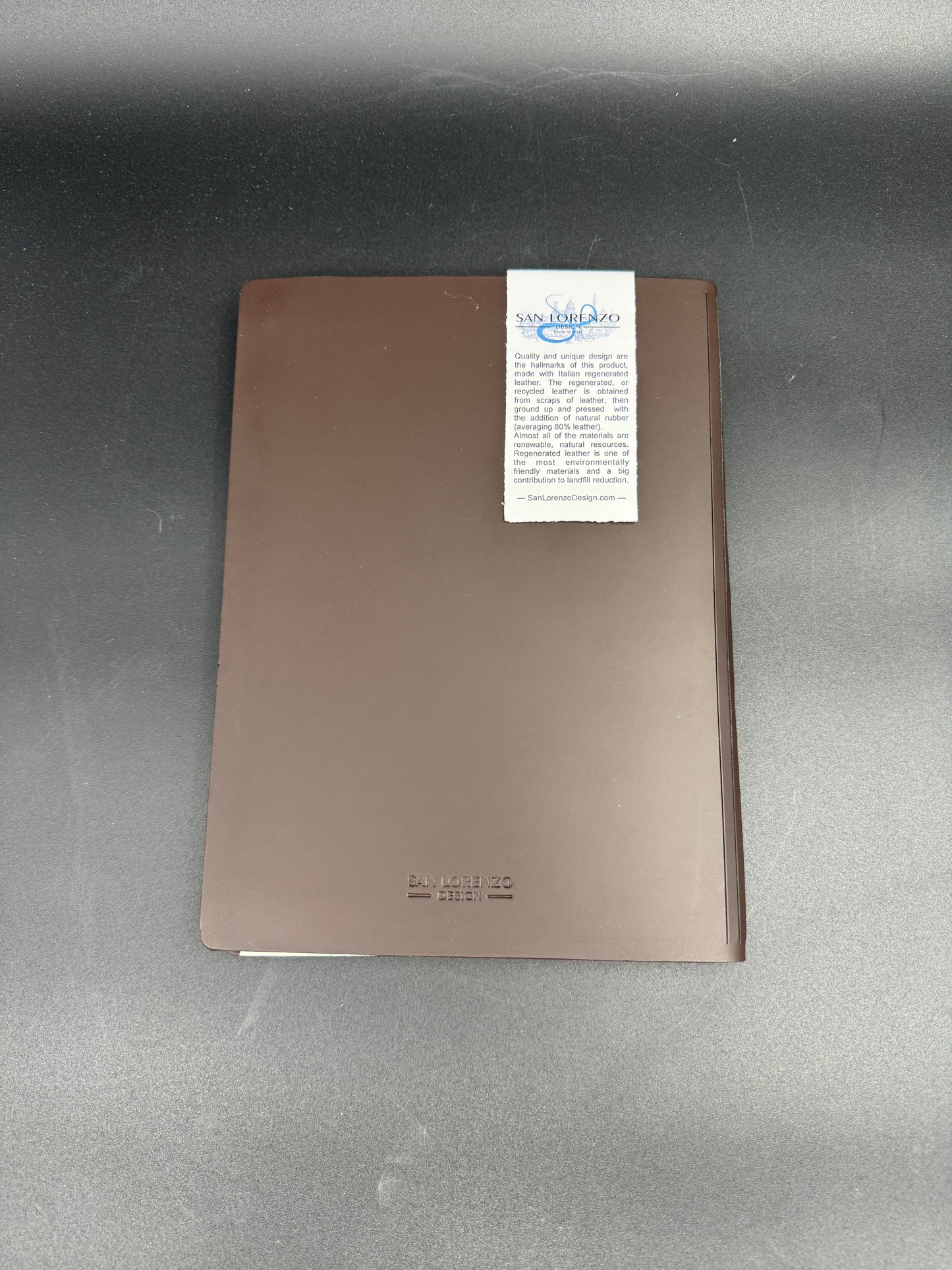 San Lorenzo Italian Notepad Folder – Brown Cover with Decorative Marbled Trim – Eco-Friendly Design