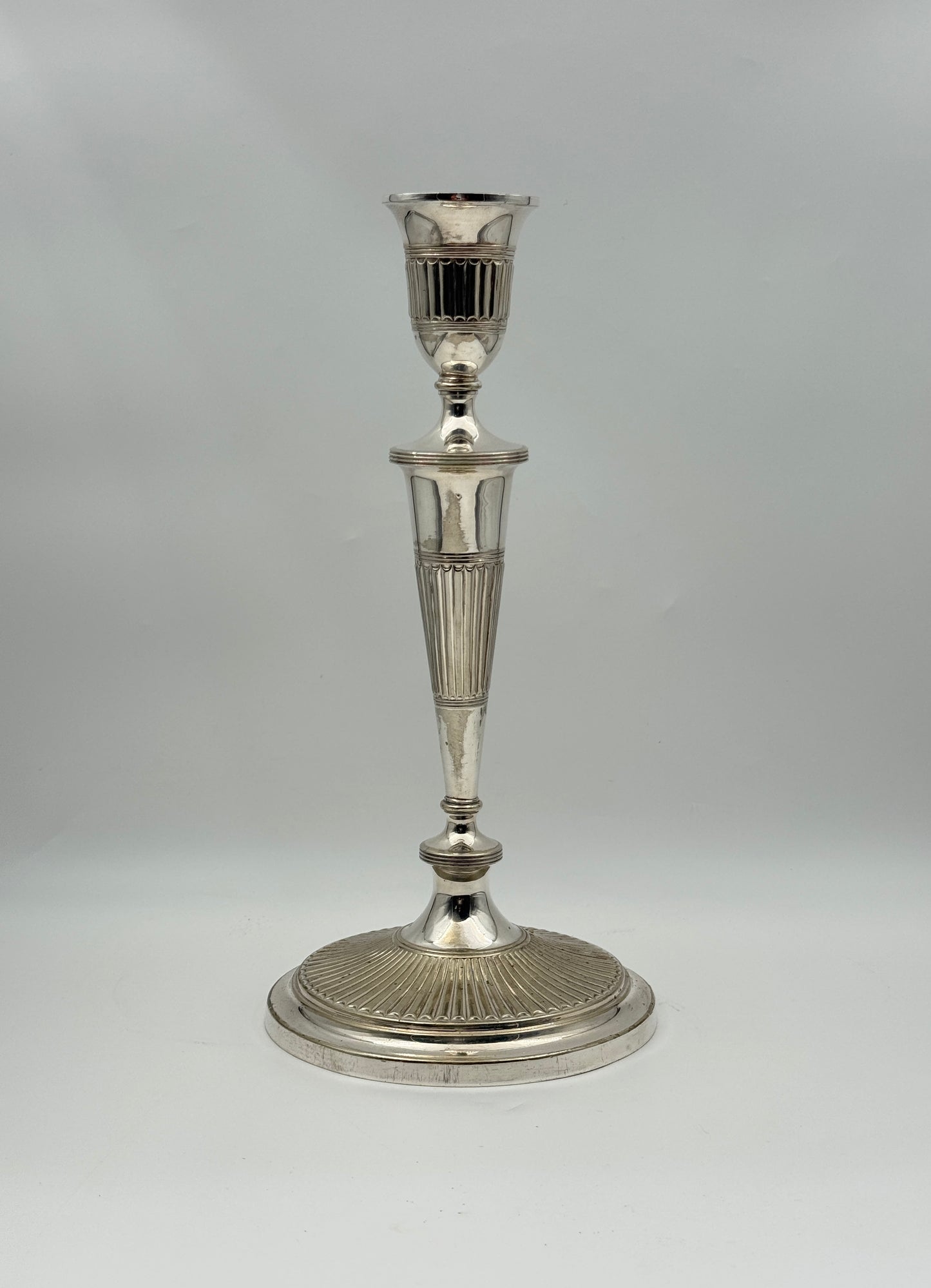 Elkington & Co Silverplate Candlesticks – Fluted Neoclassical Design