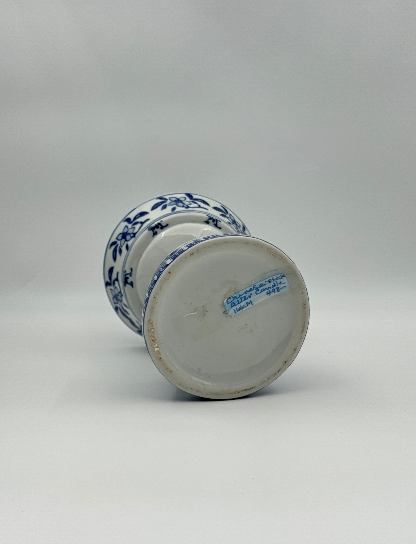 Chinese Blue and White Porcelain Candleholder – Floral Motif