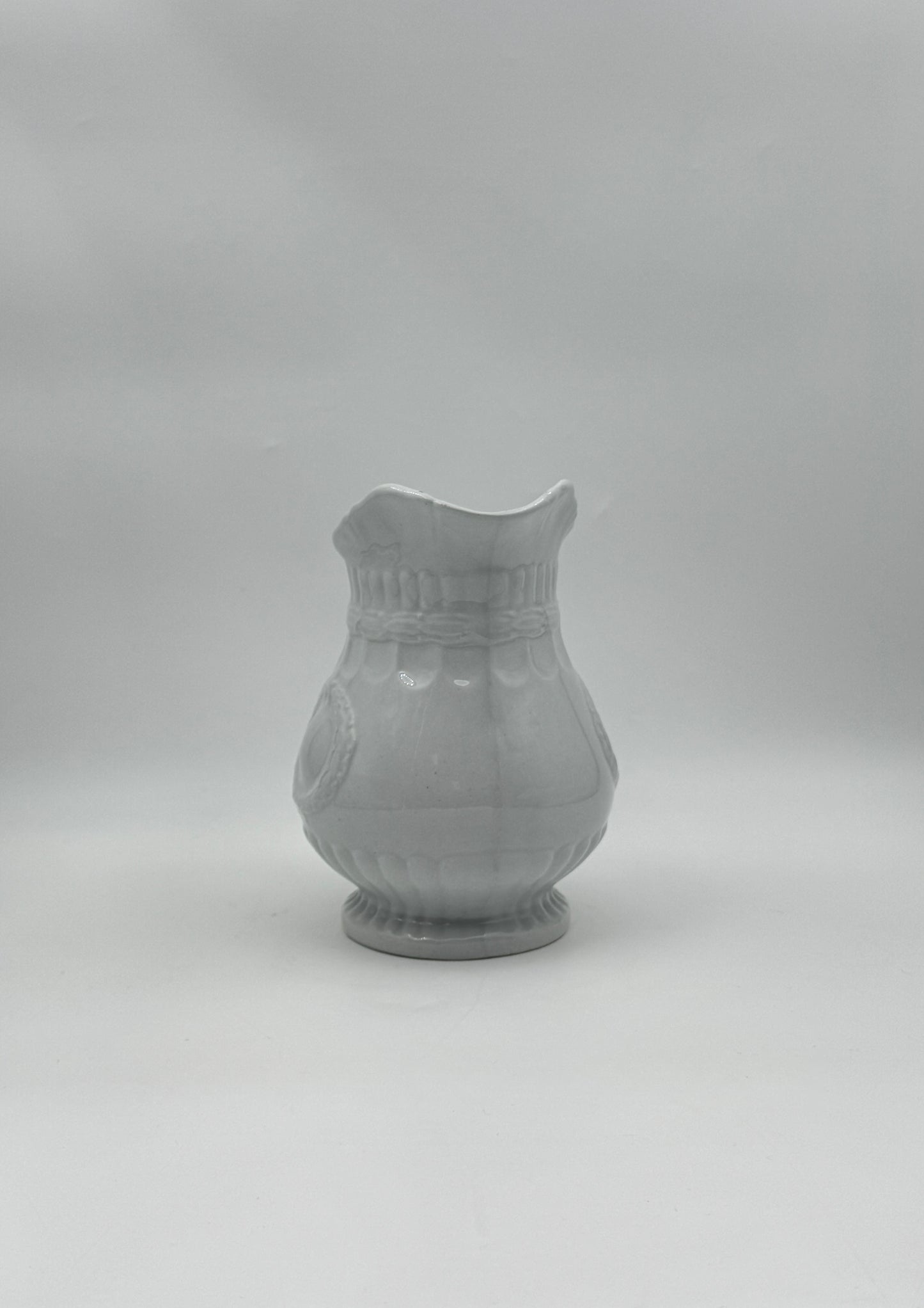 Antique White Ironstone Pitcher/Creamer – Wreath & Star Design