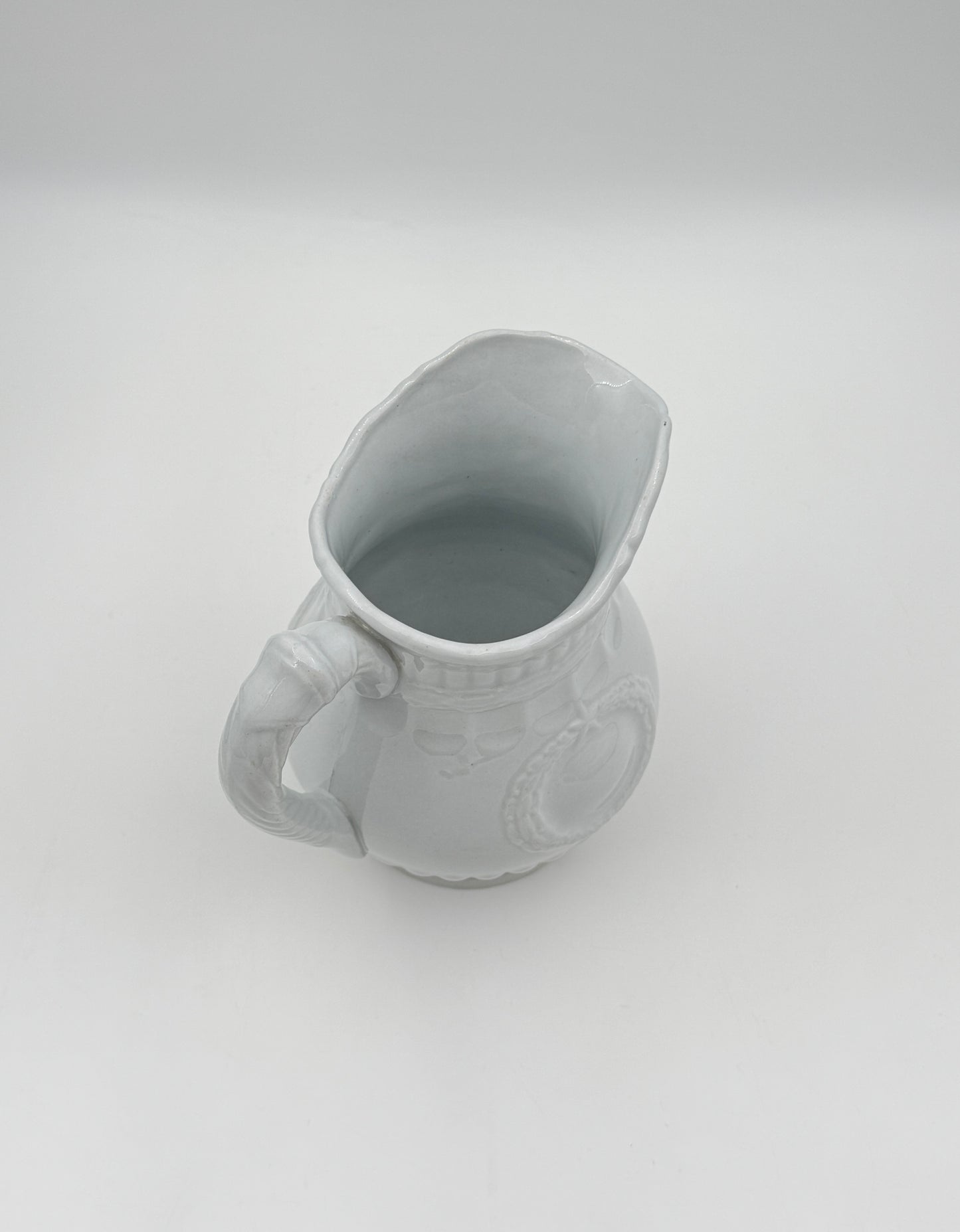 Antique White Ironstone Pitcher/Creamer – Wreath & Star Design