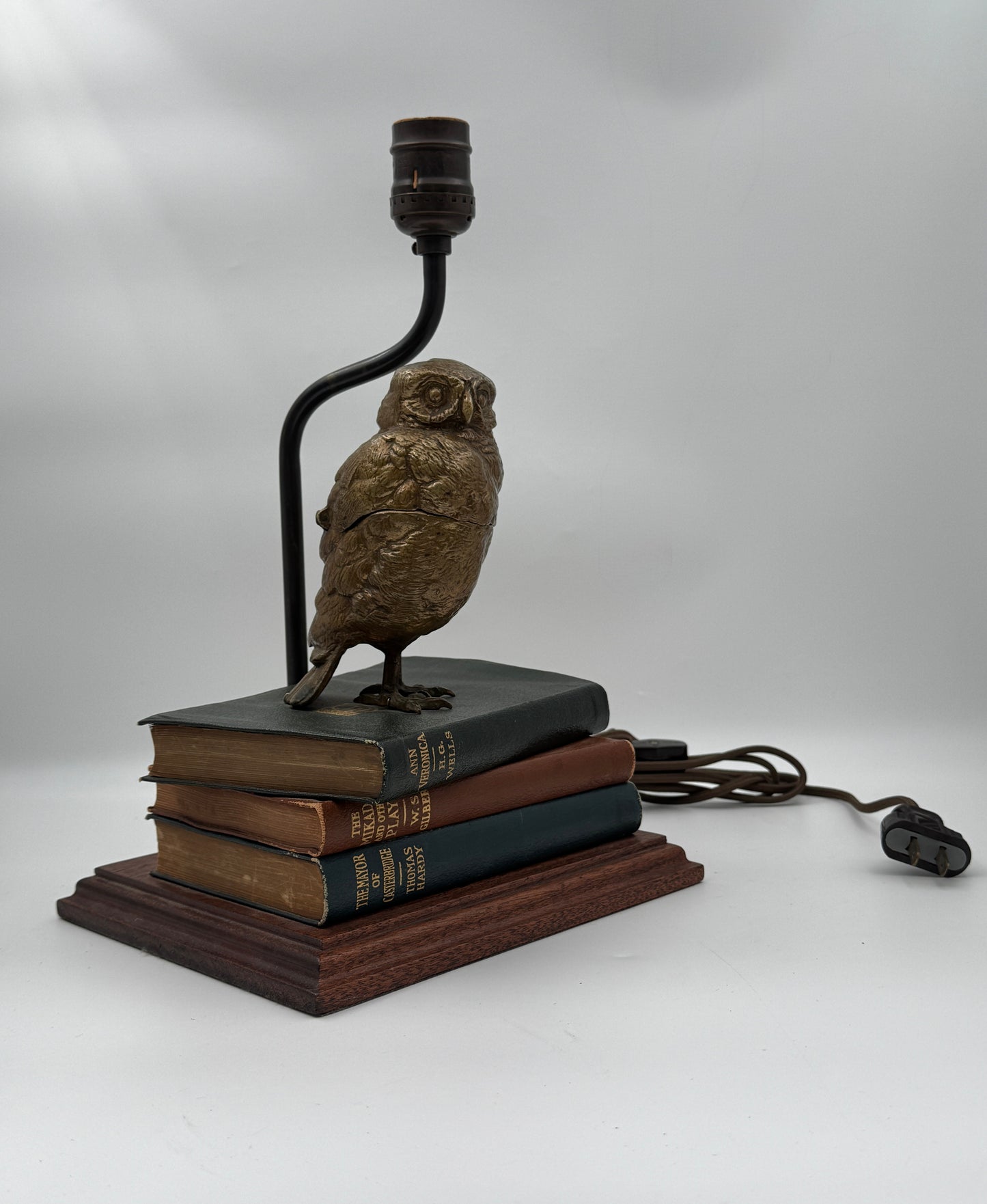 Continental Bronze & Leather Owl Table Lamp – Early 20th c.