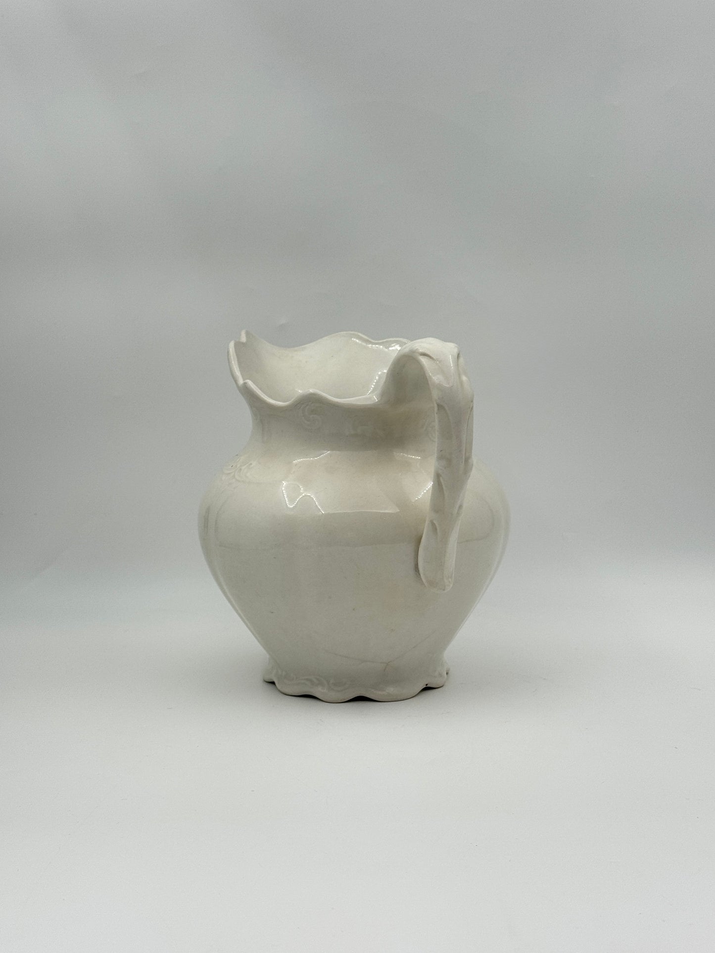 Antique White Ironstone Pitcher – K.T.&K. Co. Royal Semi-Granite
