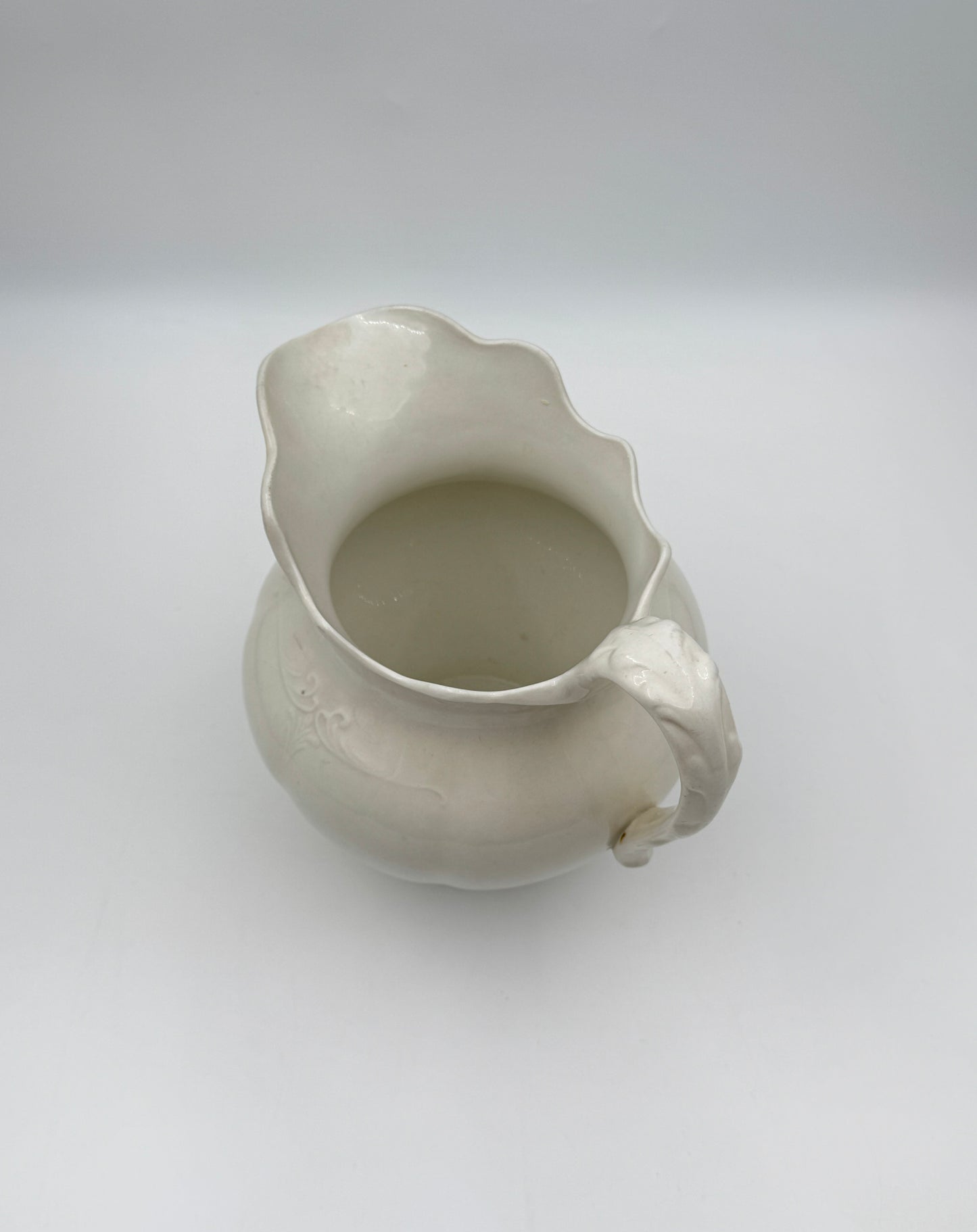 Antique White Ironstone Pitcher – K.T.&K. Co. Royal Semi-Granite