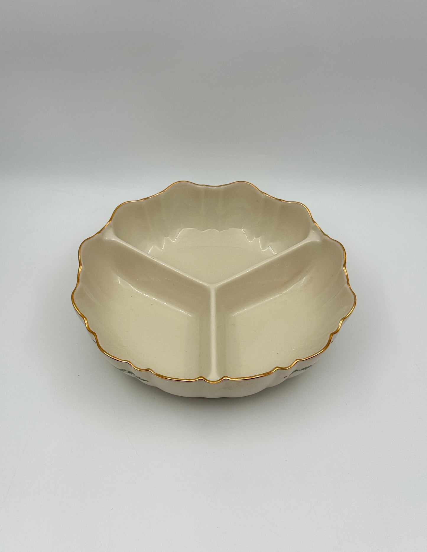 Lenox “Holiday” Tidbit Bowl – Divided, Scalloped Rim, Made in USA