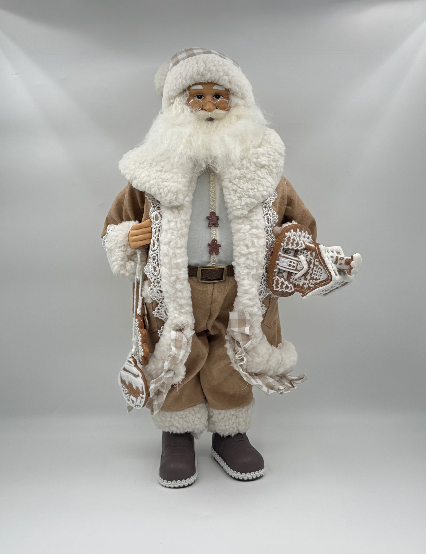 18" Gingham Gingerbread Santa – Raz Imports Figurine