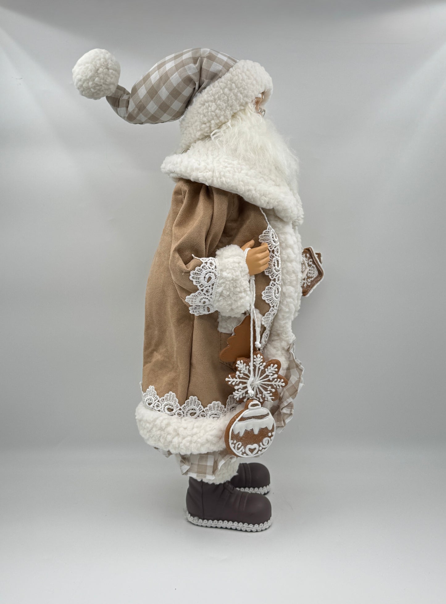 18" Gingham Gingerbread Santa – Raz Imports Figurine