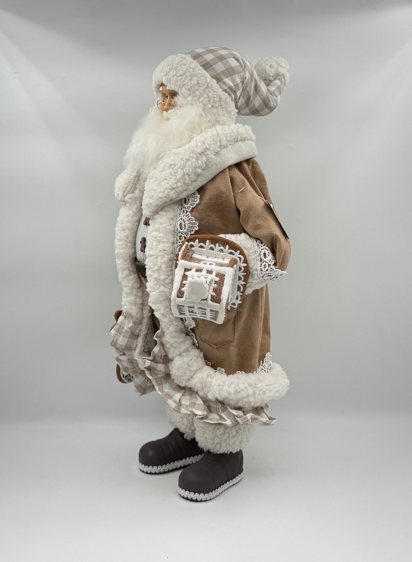 18" Gingham Gingerbread Santa – Raz Imports Figurine