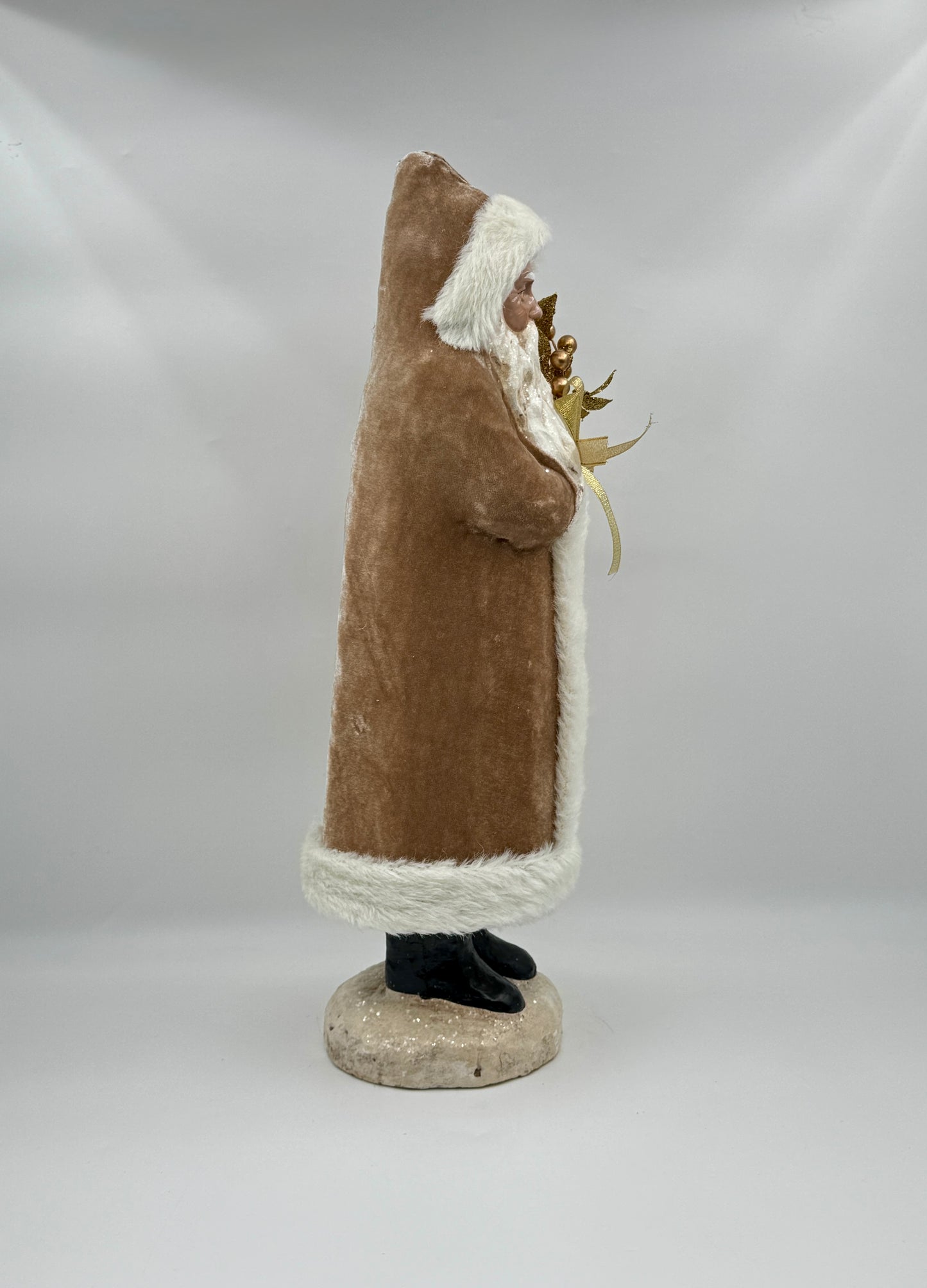 17.25" Champagne Velvet Santa – Raz Imports Figurine