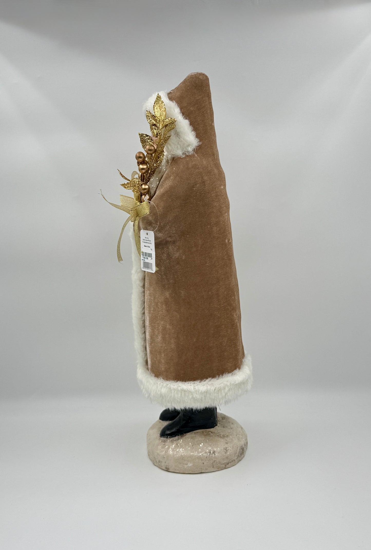 17.25" Champagne Velvet Santa – Raz Imports Figurine