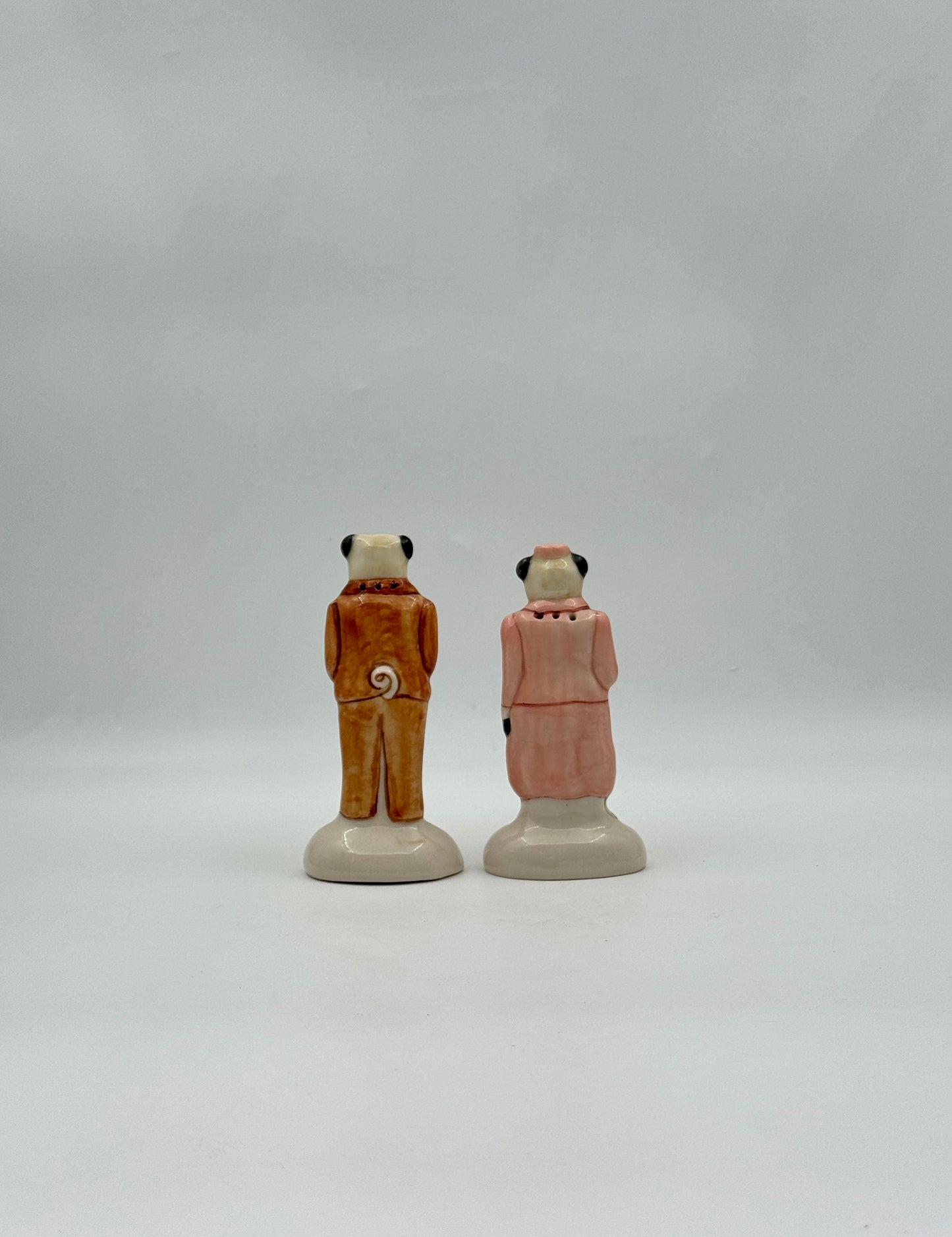 Laura Wilensky Vintage Pug Couple Salt & Pepper Shakers – 2004 Ceramic Set