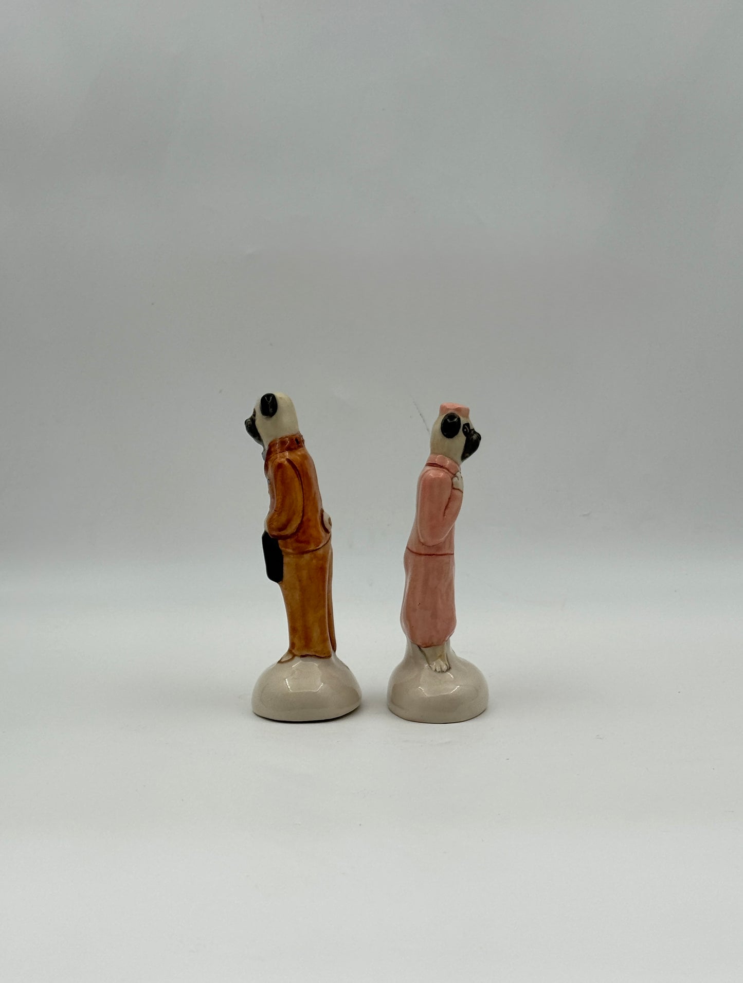 Laura Wilensky Vintage Pug Couple Salt & Pepper Shakers – 2004 Ceramic Set