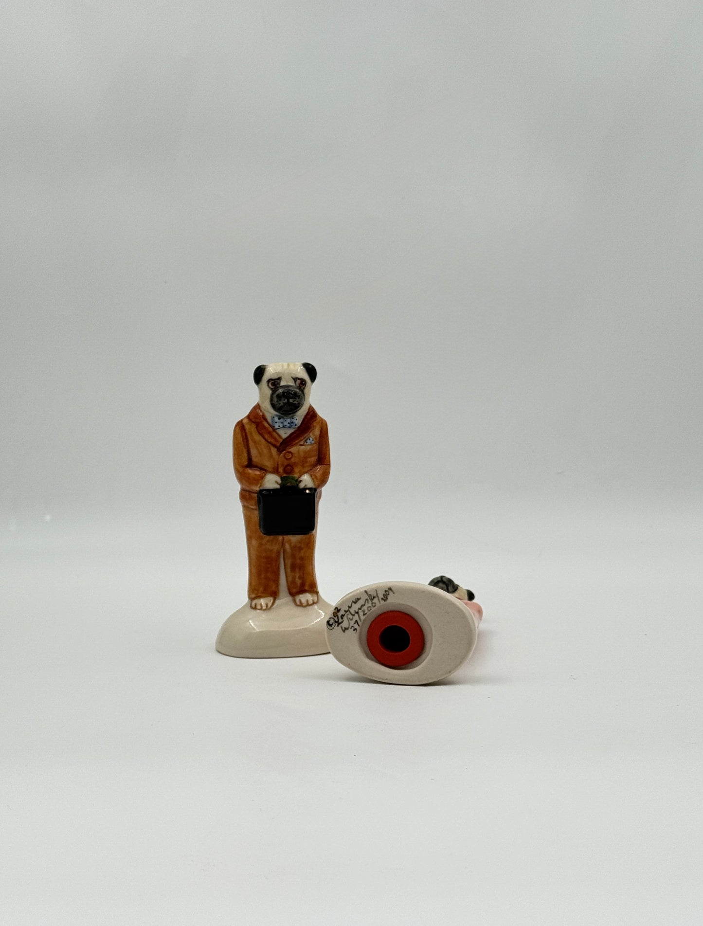 Laura Wilensky Vintage Pug Couple Salt & Pepper Shakers – 2004 Ceramic Set