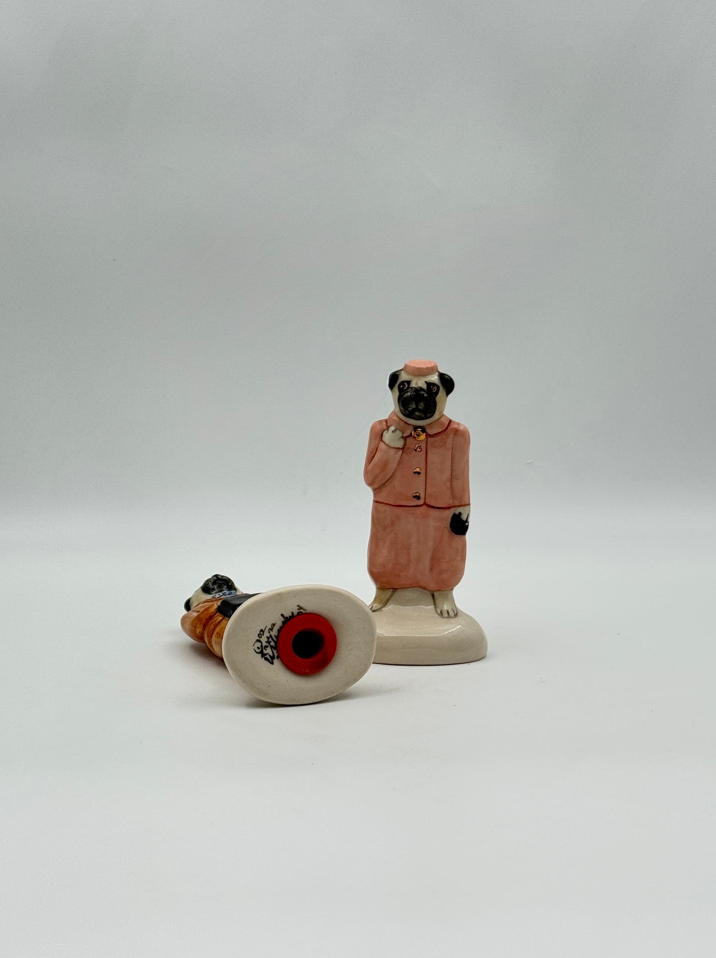 Laura Wilensky Vintage Pug Couple Salt & Pepper Shakers – 2004 Ceramic Set