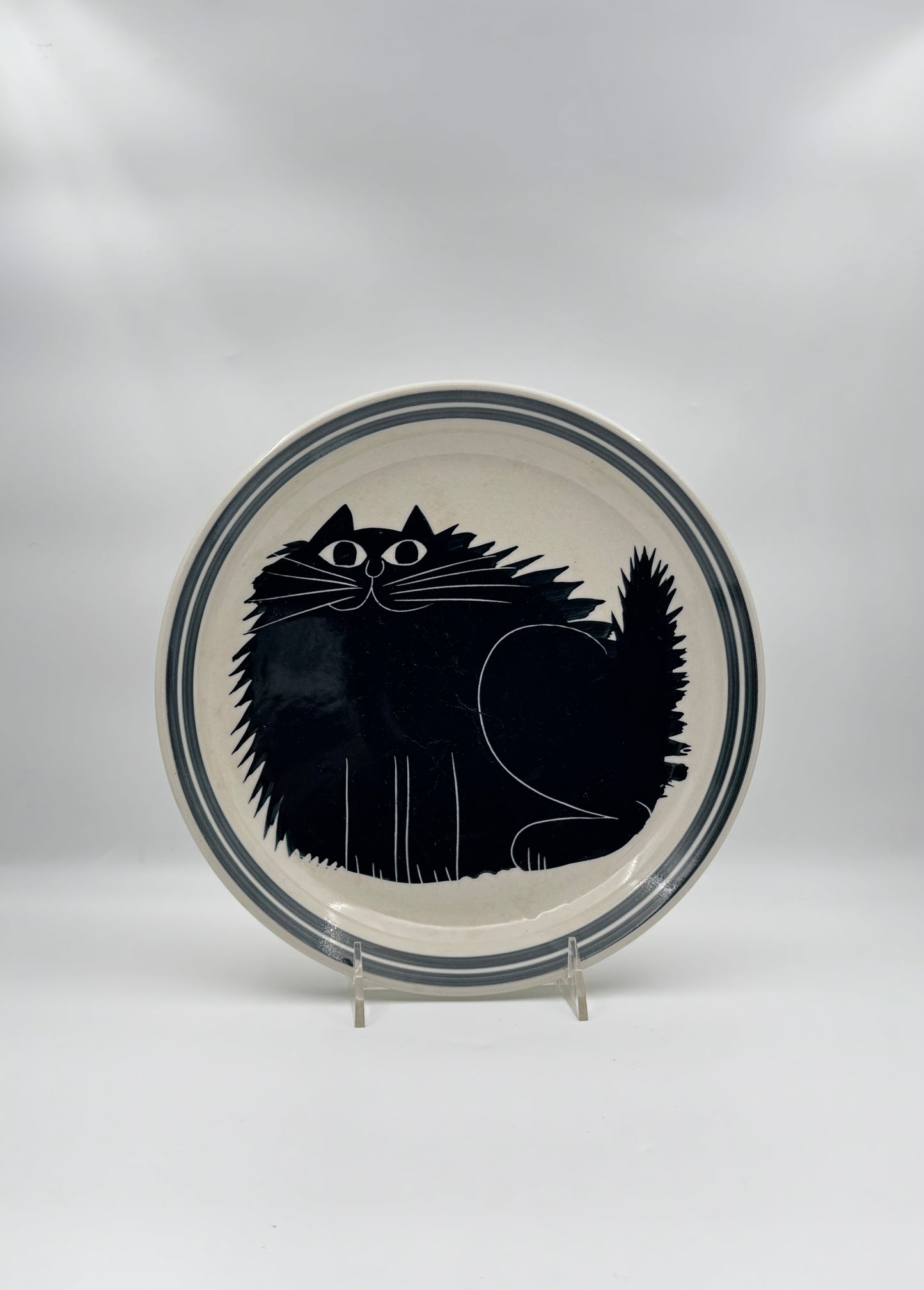 Karen Donleavy “Sitting Black Cat” Hand-Painted Ceramic Plate