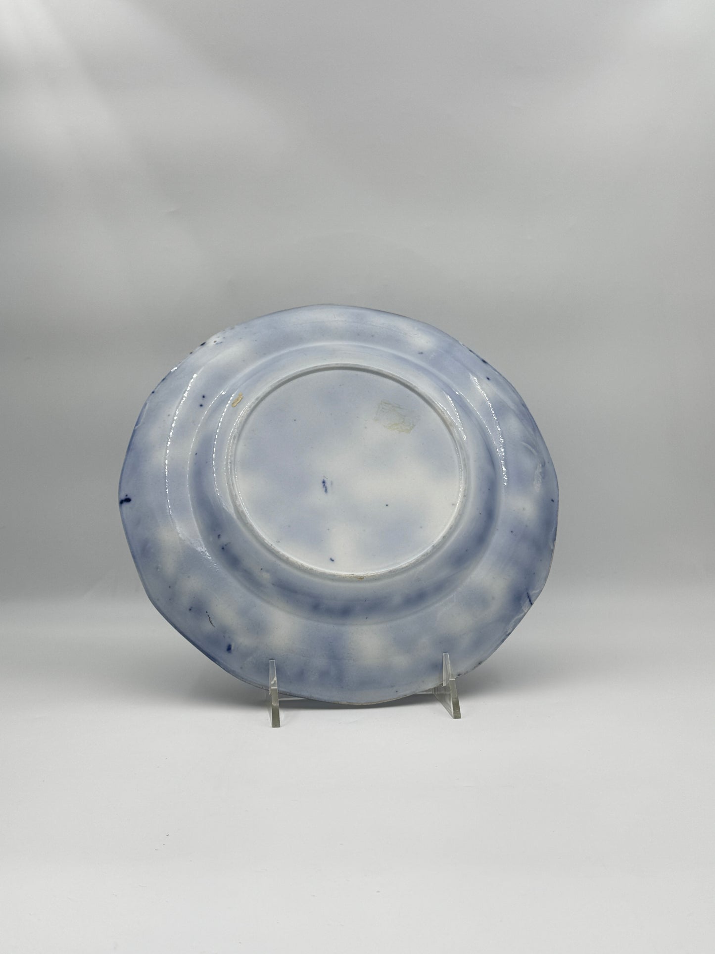 Antique Flow Blue Plate – Oriental Landscape, England c.1850