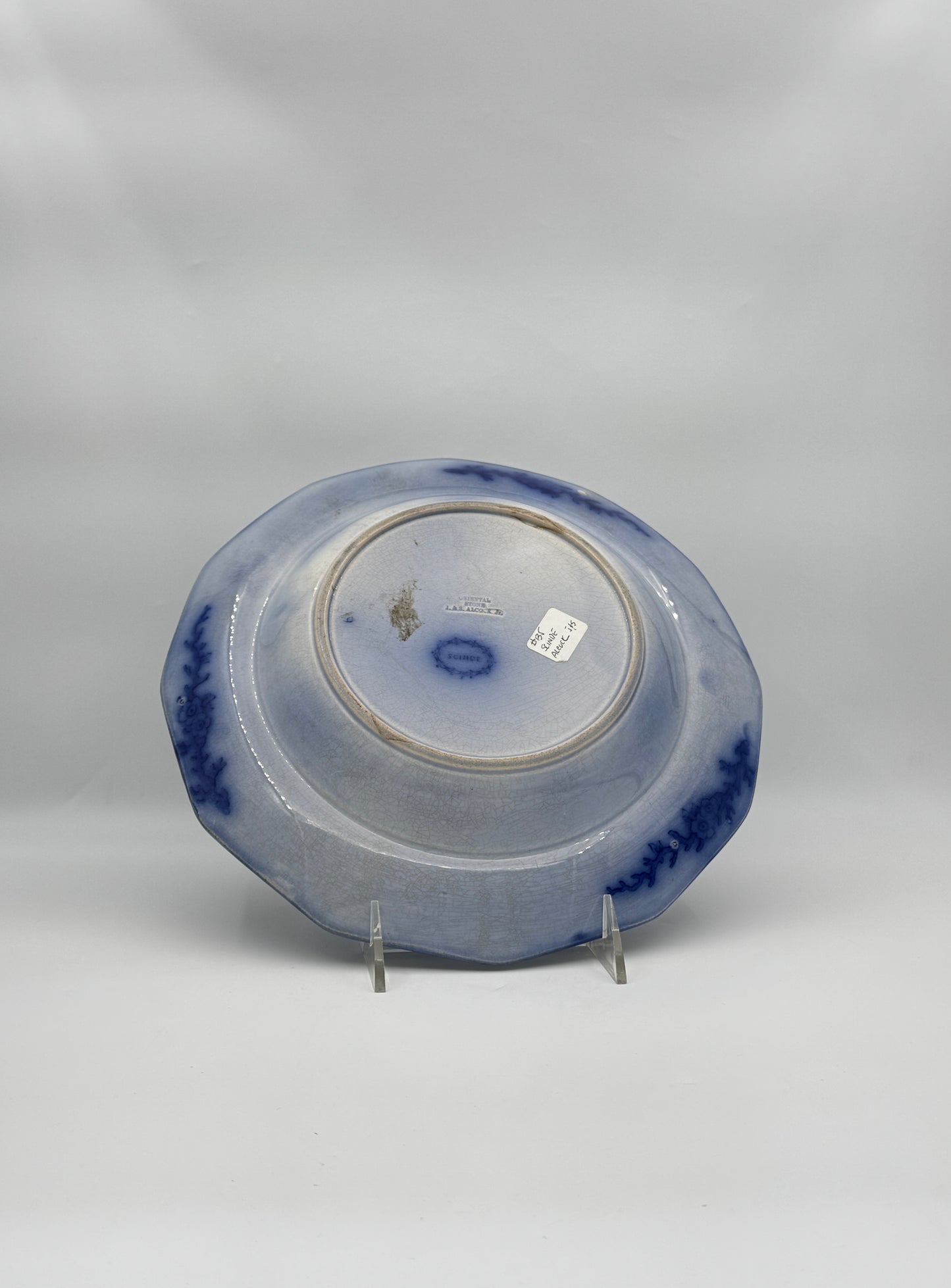 Antique Flow Blue Rimmed Bowl – “Scinde” by J. & G. Alcock, England c.1850