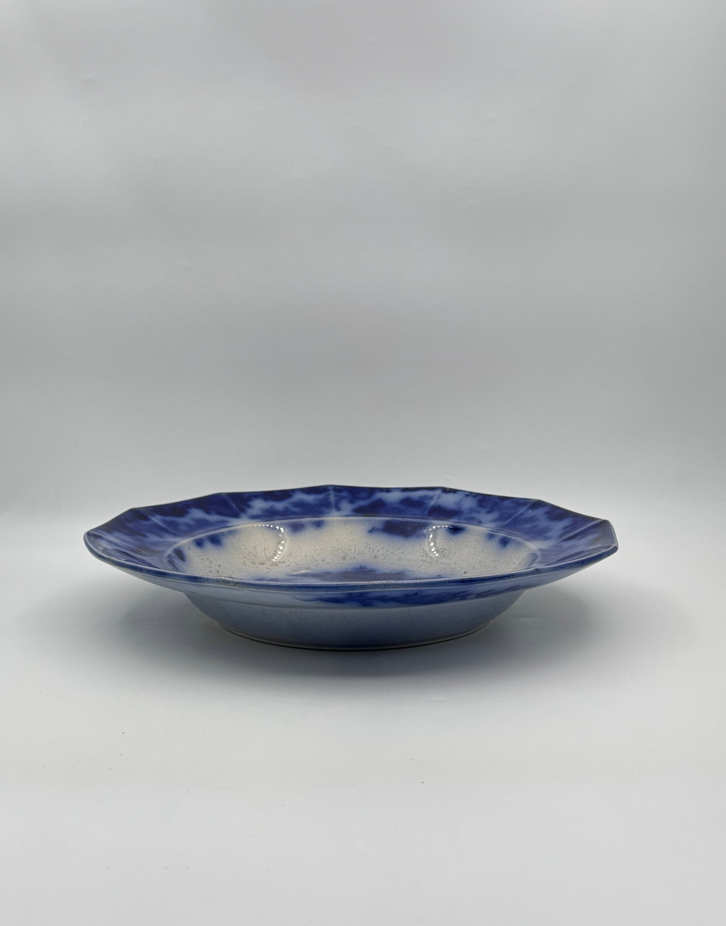 Antique Flow Blue Rimmed Bowl – “Scinde” by J. & G. Alcock, England c.1850