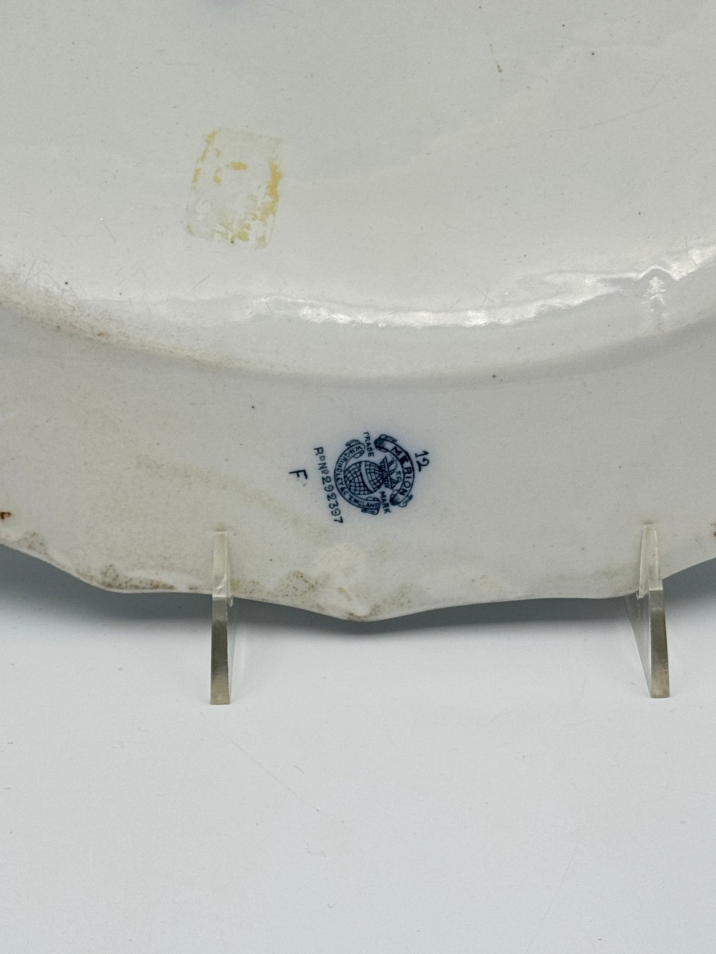 Antique English Ironstone Platter – “Albion” Blue & White Floral Scroll Design