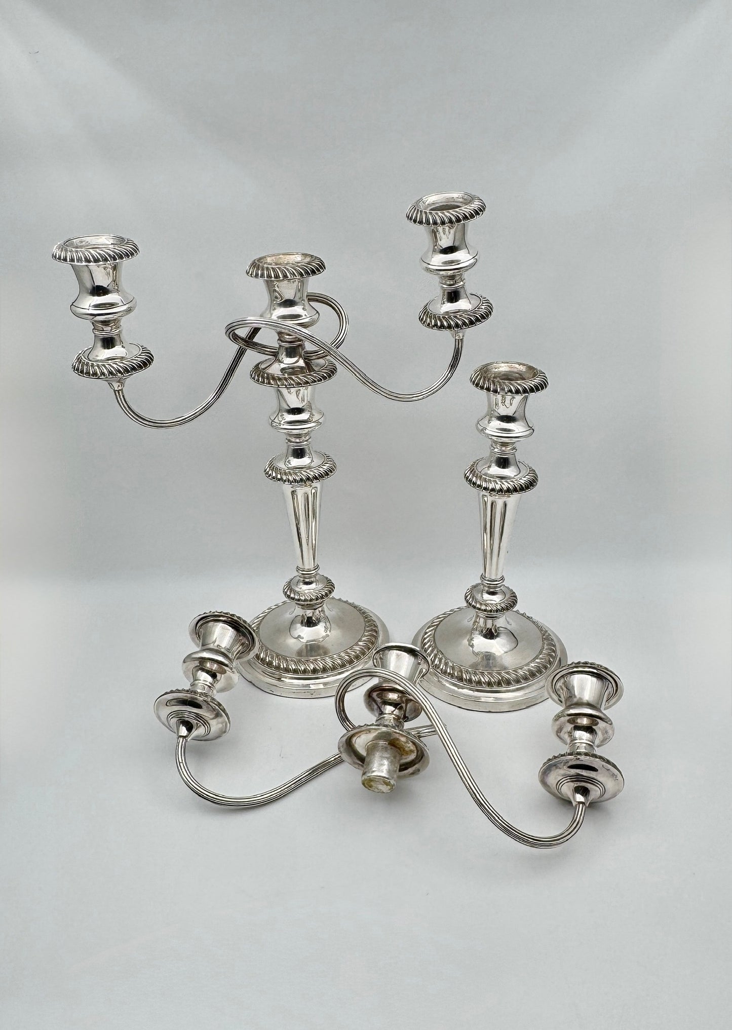 Pair of English Silverplate 3-Light Candelabras – Elkington & Co.