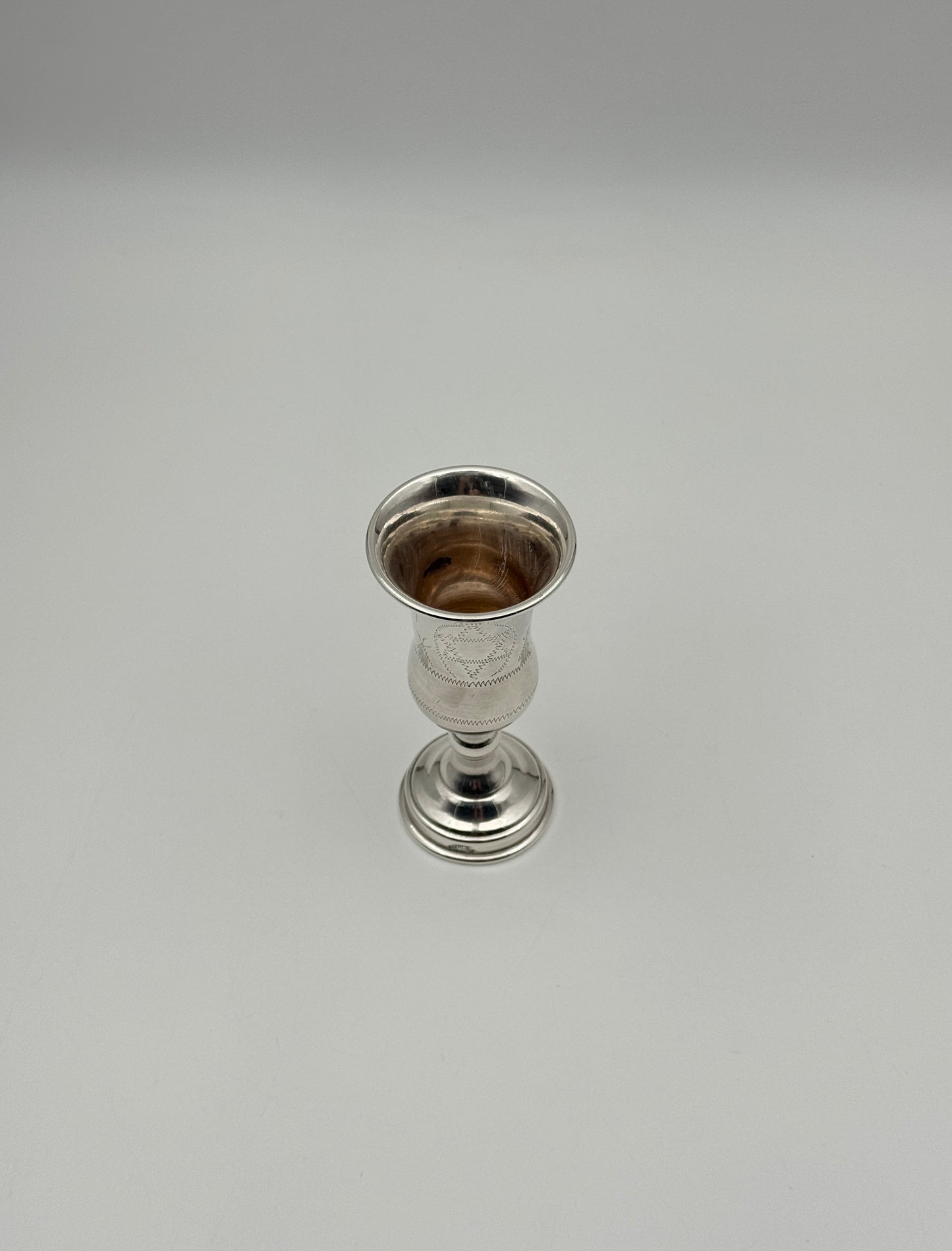 Sterling Silver Kiddush Cup – Etched Goblet – Marked Sterling