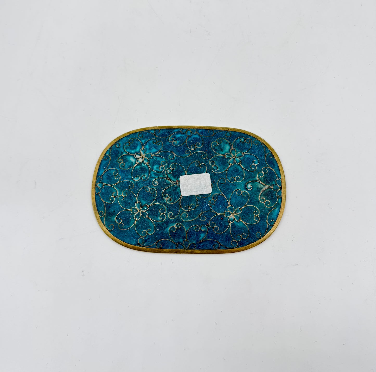 Vintage Chinese Cloisonné Oval Dish – Green Bird & Floral Design