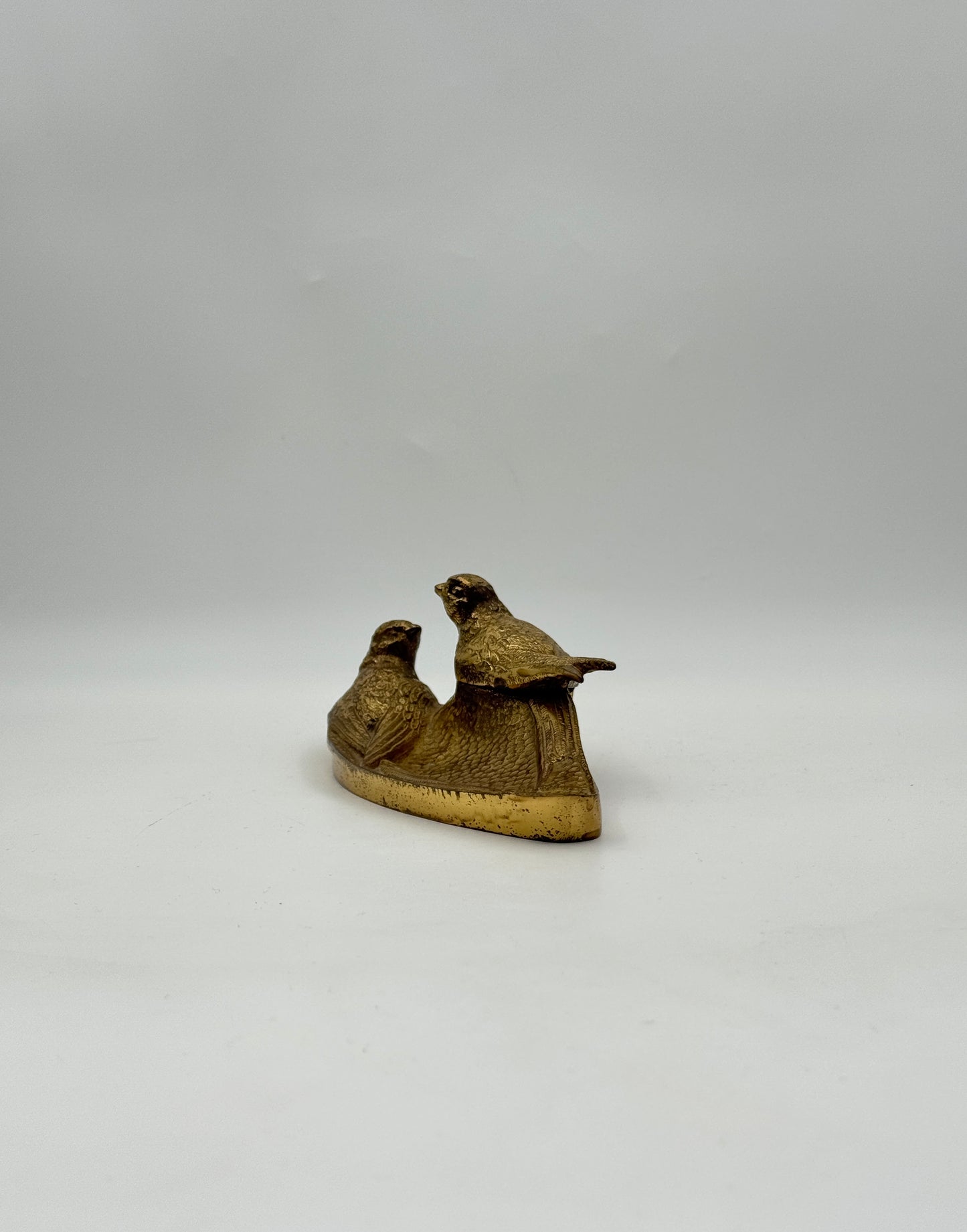 Antique French Art Nouveau Gilt Bronze Inkwell – Pair of Birds on Leaf Base, c.1920s